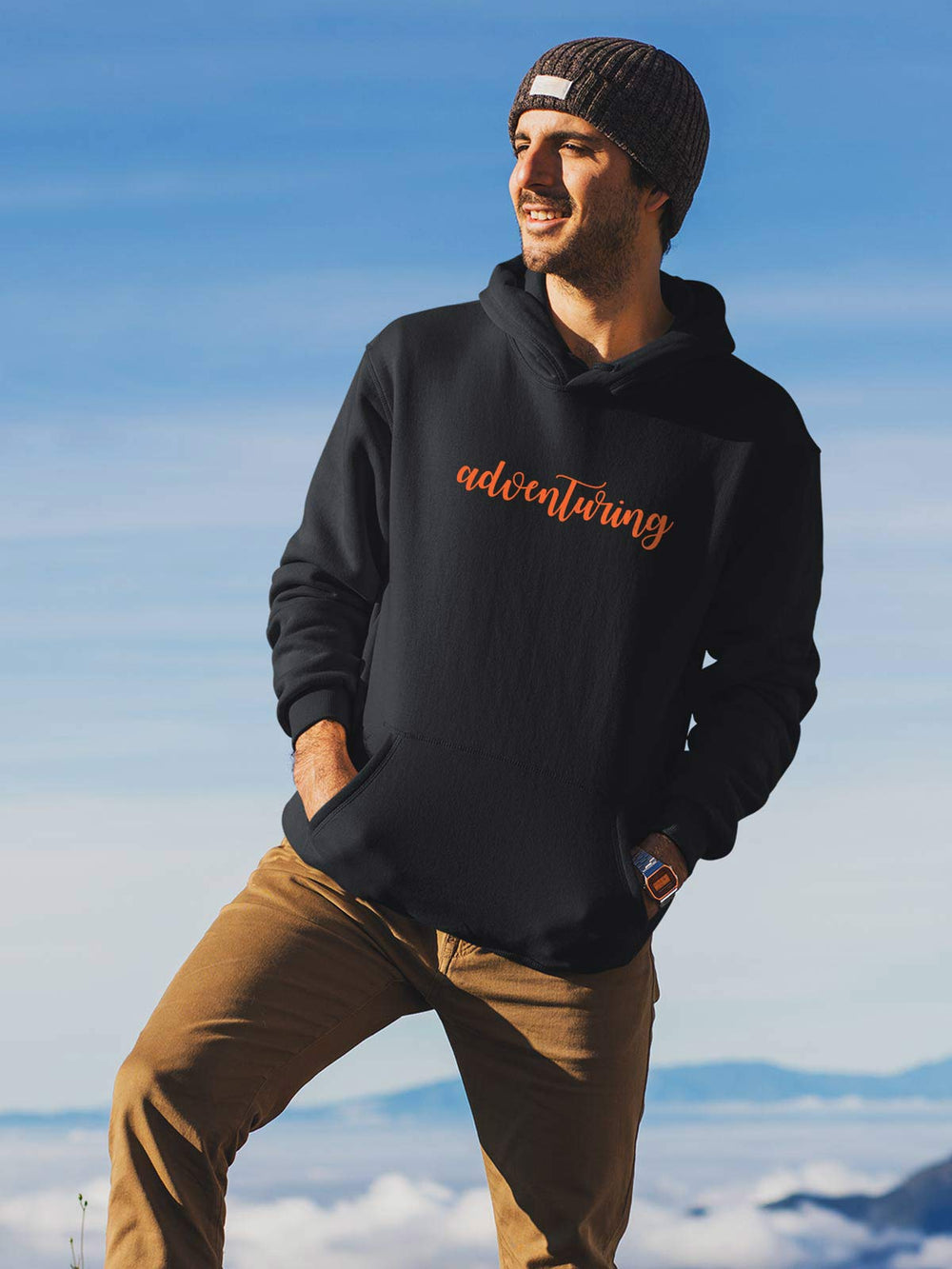 Adventuring Printed Cotton Hoodie for men & women by shopghumakkad