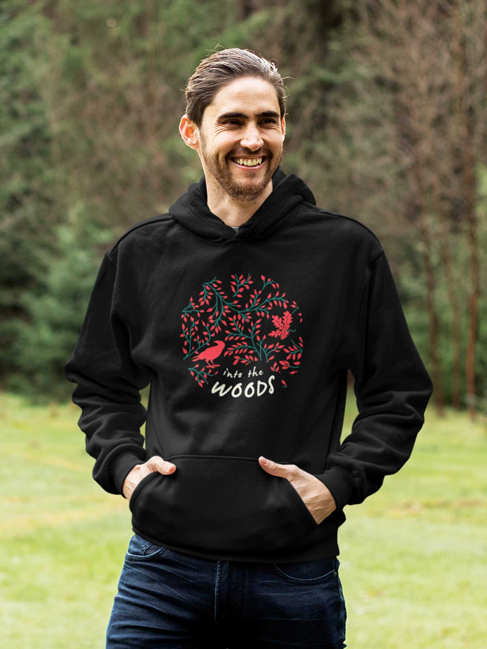 Into the woods Printed Cotton Hoodie for Men & Women by shopghumakkad