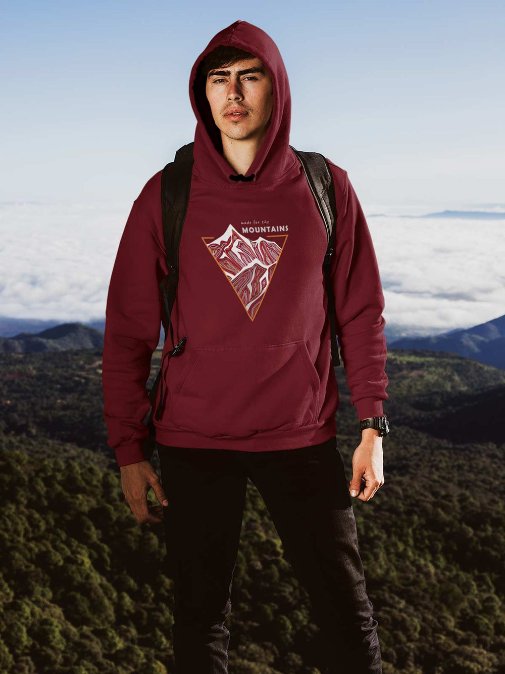 Made for the mountains Printed Cotton Hoodie for men & women by shopghumakkad