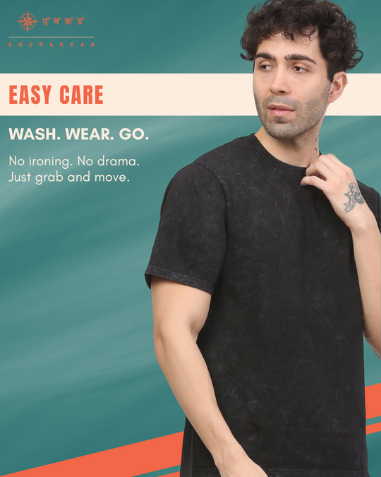 Heavy Duty Black Acid Wash T Shirt