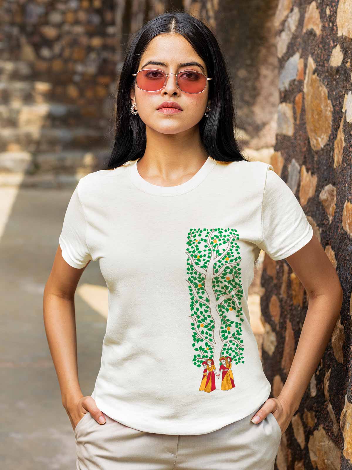 Chipko-printed-t-shirt-for-women by Ghumakkad
