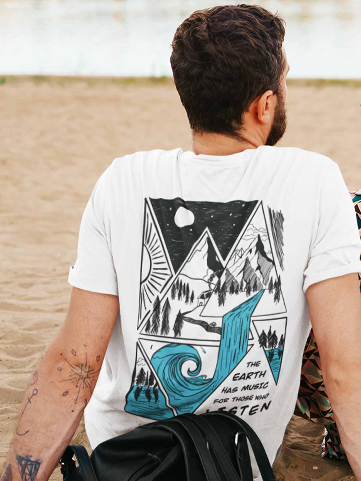 Earth-has-music-backprint-t-shirt-for-men by Ghumakkad