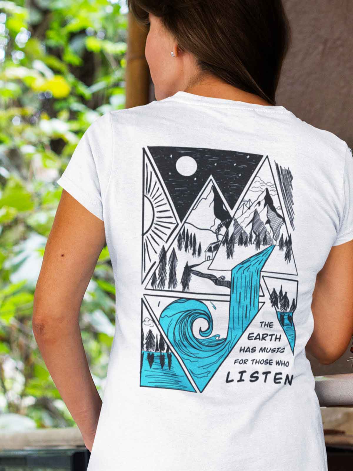 Earth-has-music-backprint-t-shirt-for-women by Ghumakkad