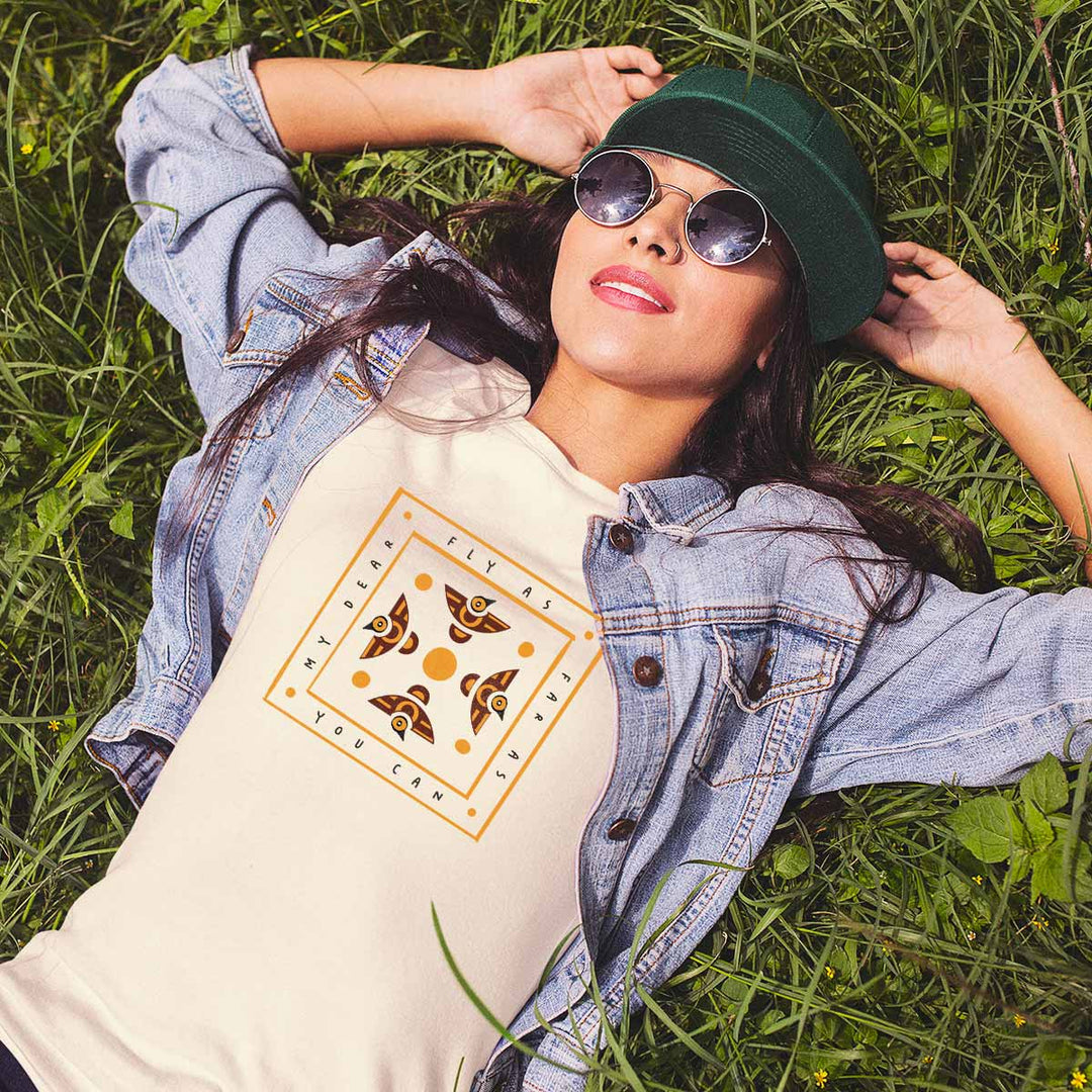 Fly-far-printed-t-shirt-for-women by Ghumakkad