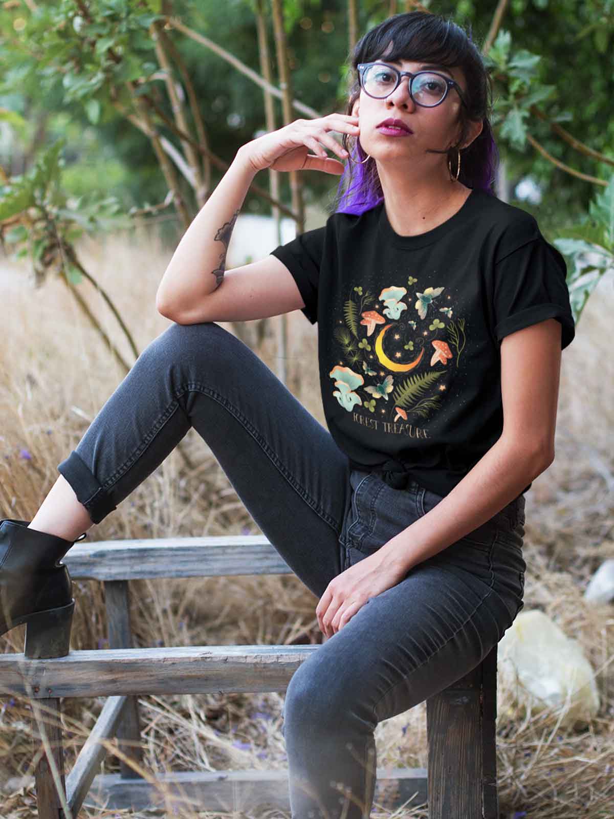 Forest-treasure-printed-t-shirt-for-women by Ghumakkad