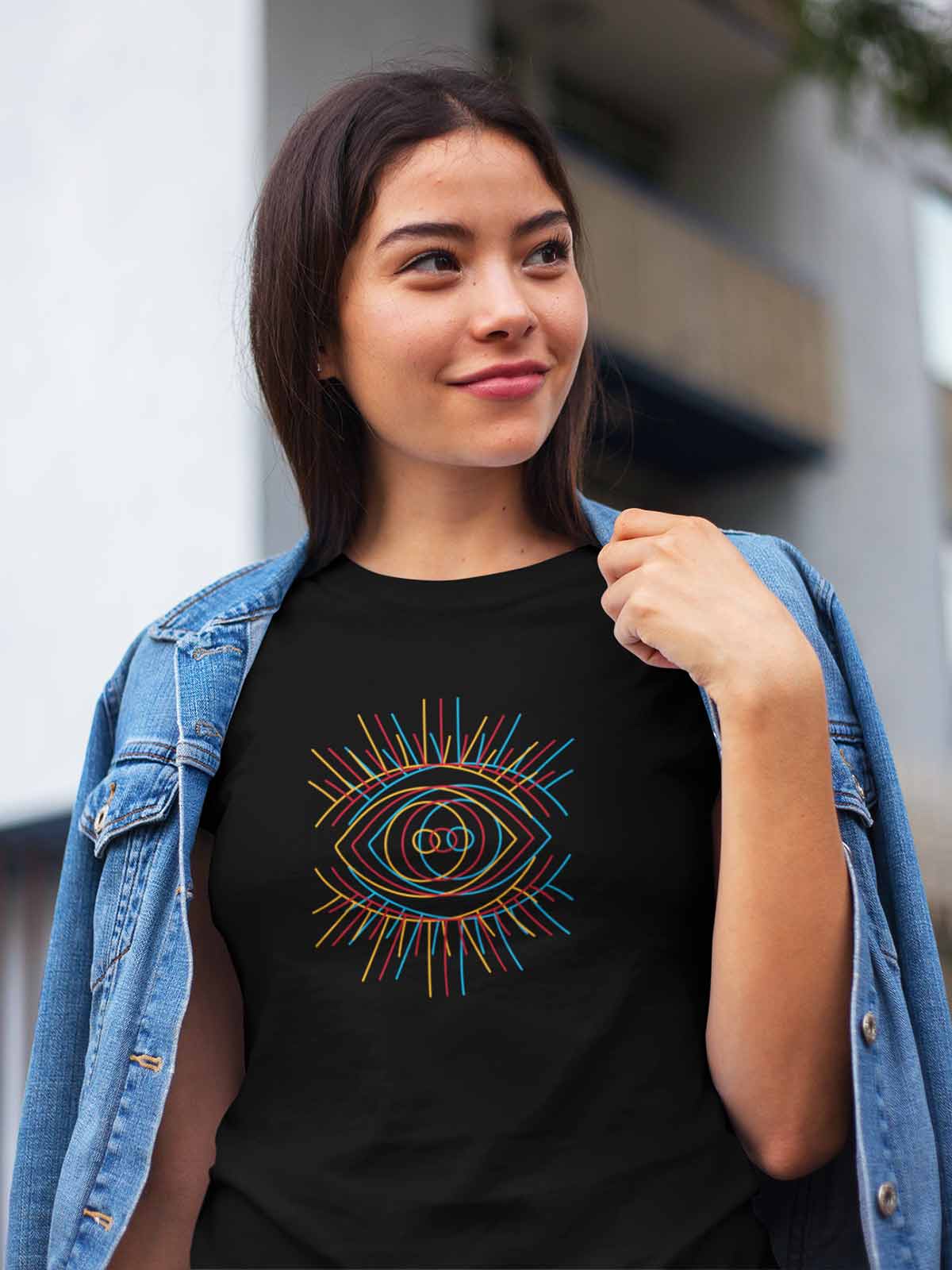 Geometrically-yours-printed-t-shirt-for-women by Ghumakkad