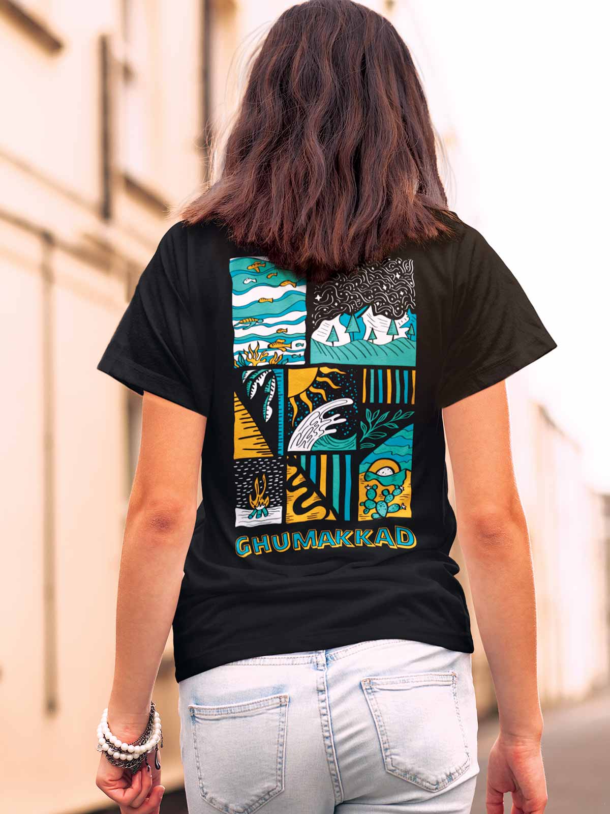 Ghumakkad-backprint-t-shirt-for-women by Ghumakkad