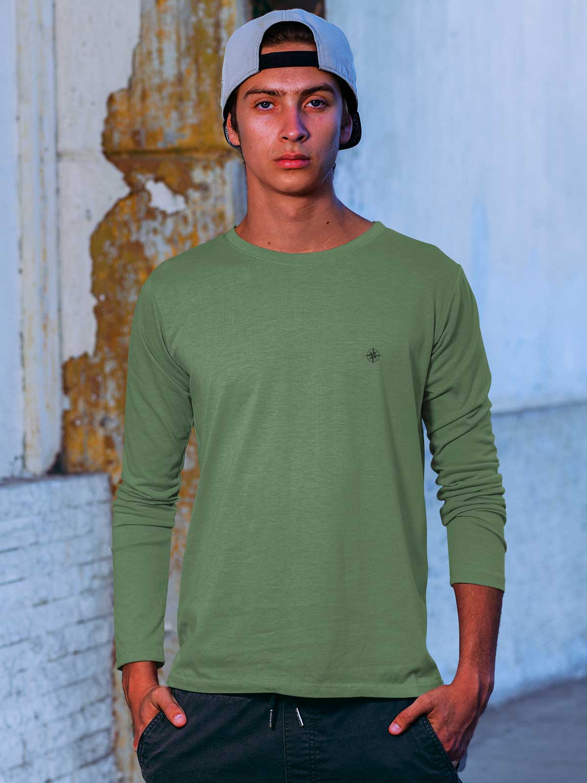 Green-full-sleeves-t-shirt