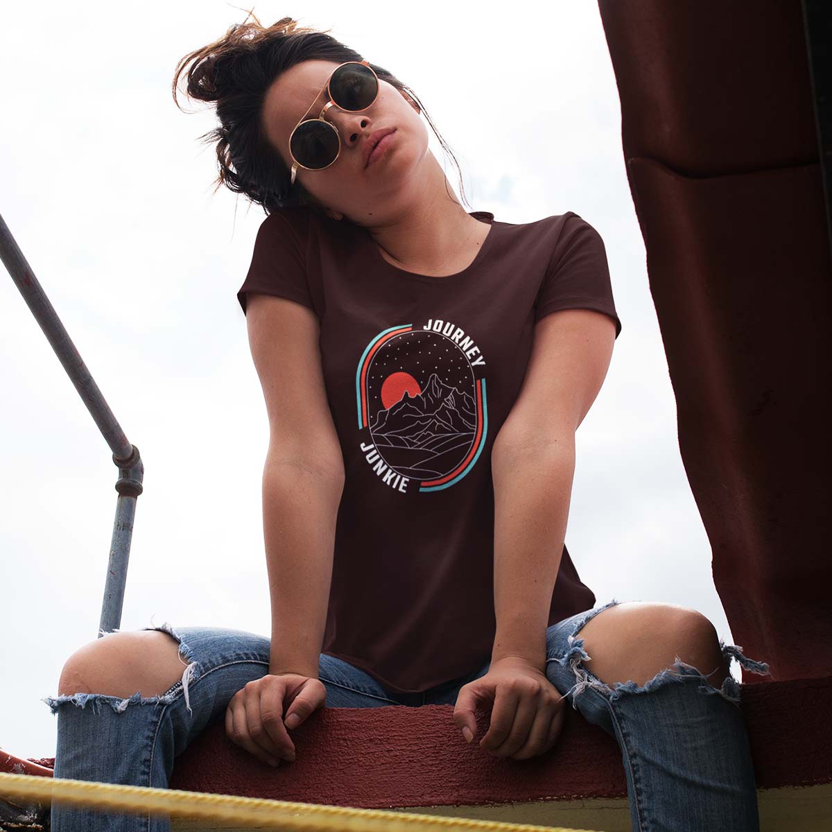 Journey-junkie-printed-t-shirt-for-women by Ghumakkad