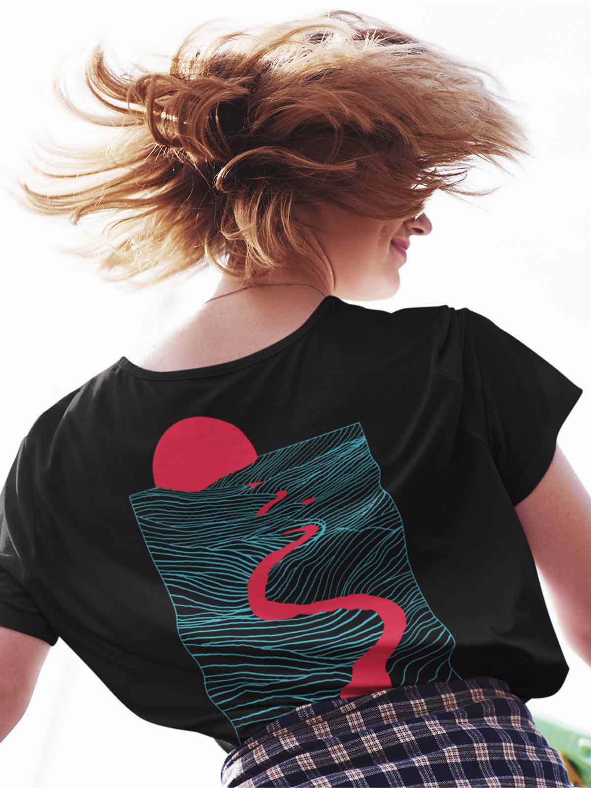 Just-flow-with-it-backprint-t-shirt-for-women by Ghumakkad