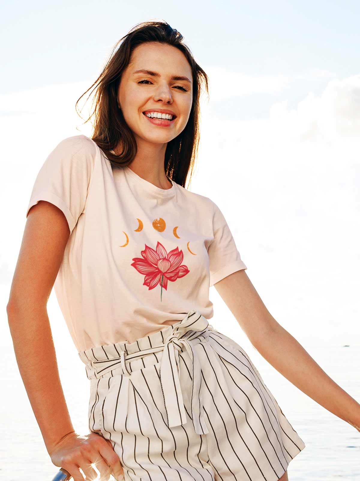 Lotus-printed-t-shirt-for-women by Ghumakkad