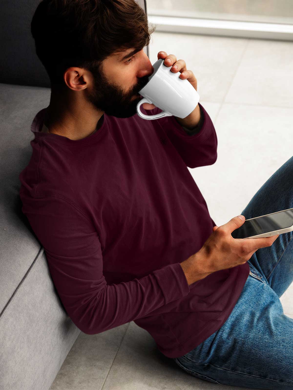 Maroon-full-sleeves-t-shirt