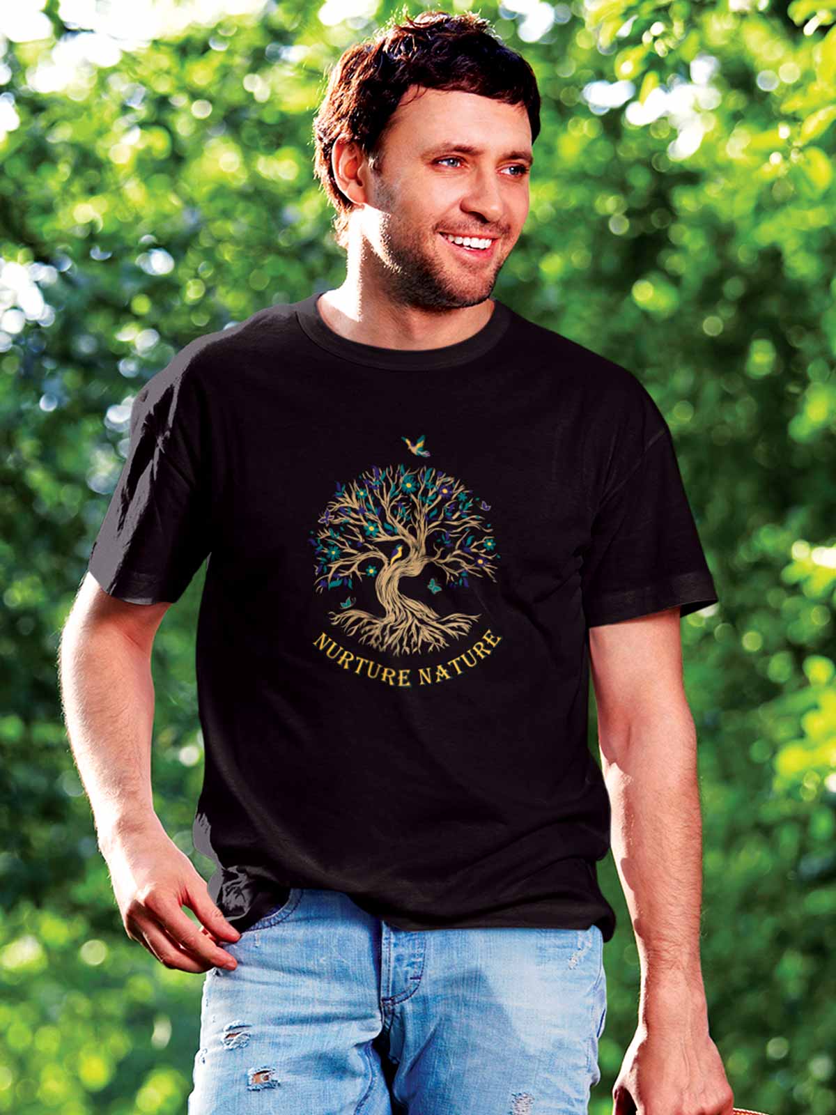 Nurture-nature-printed-t-shirt-for-men by Ghumakkad