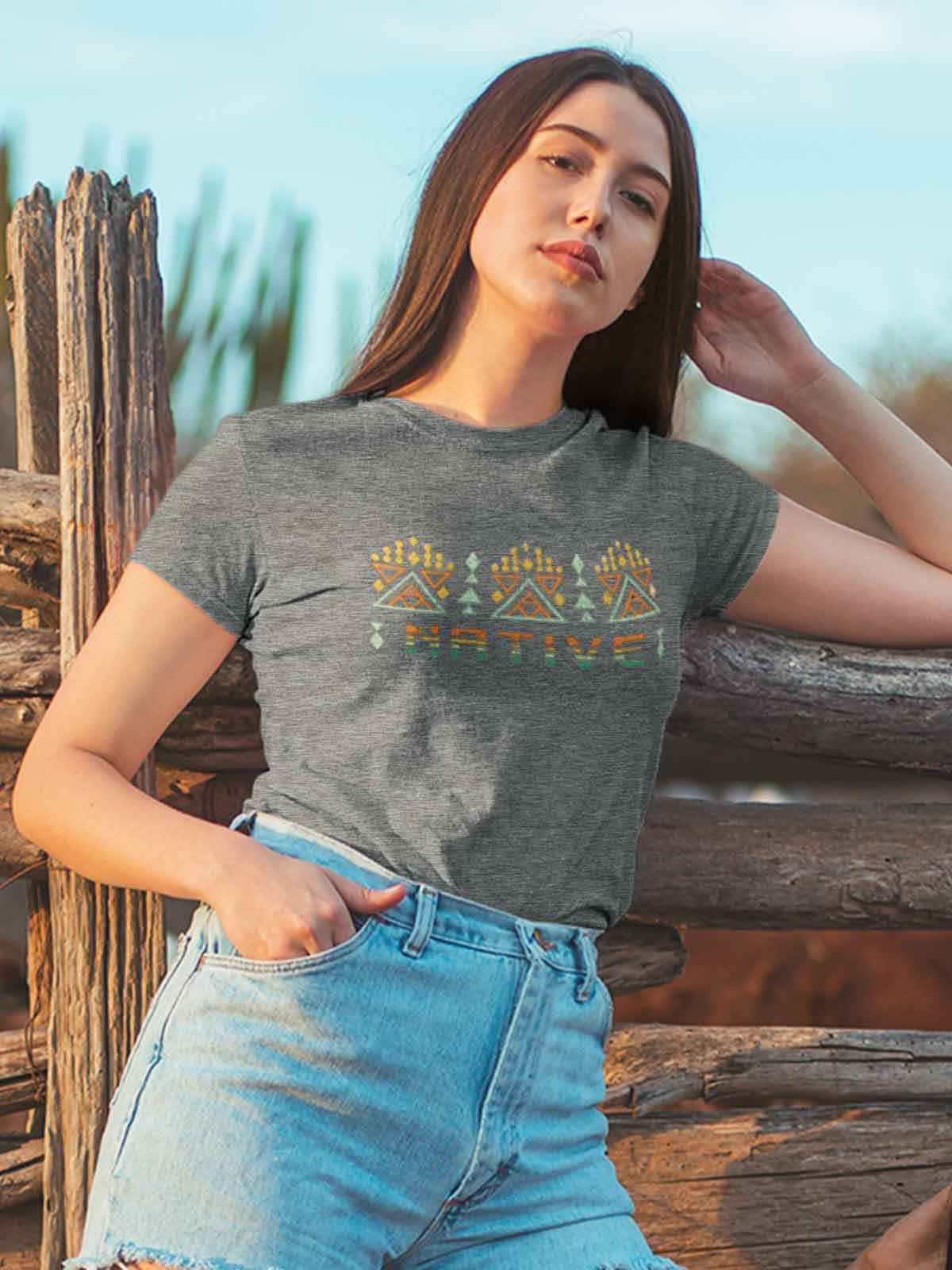Proudly-native-printed-t-shirt-for-women by Ghumakkad