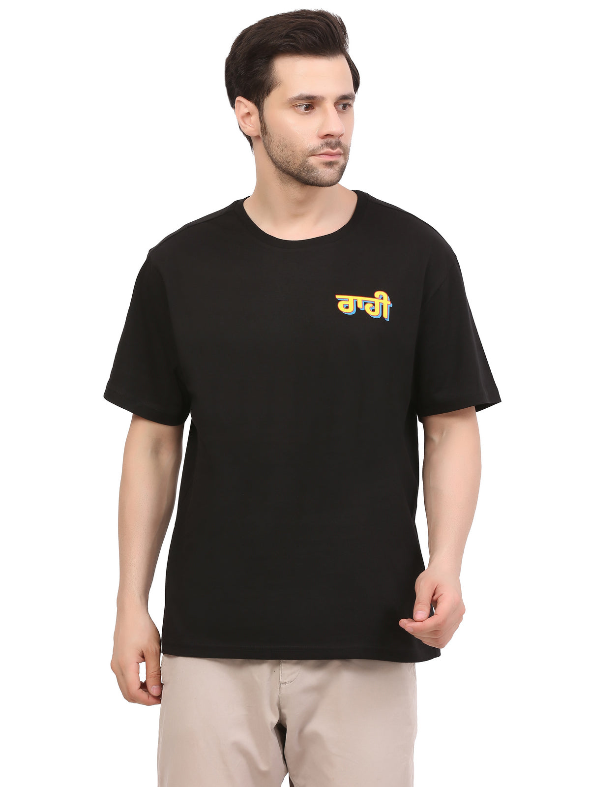 Raahi-Punjabi-truck-art-back-printed-tshirt-for-men-by-ghumakkad