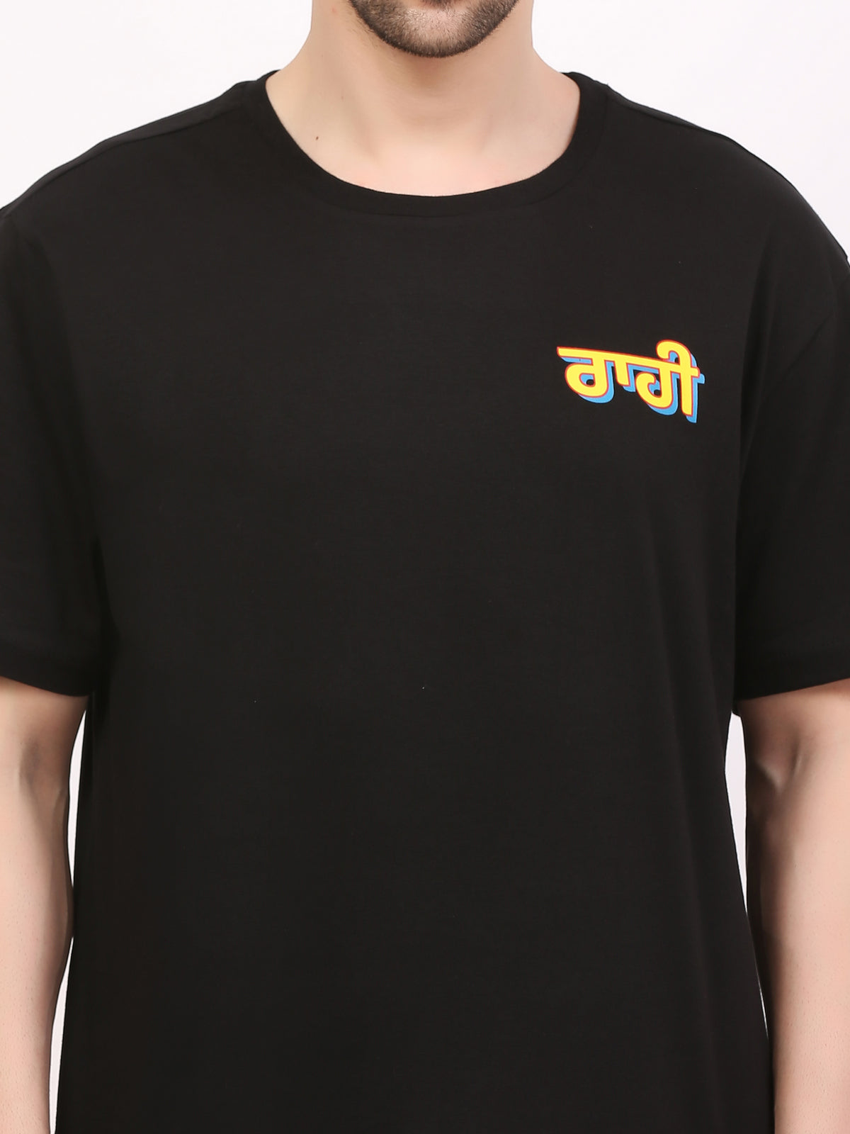 Raahi-Punjabi-truck-art-back-printed-tshirt-for-men-by-ghumakkad