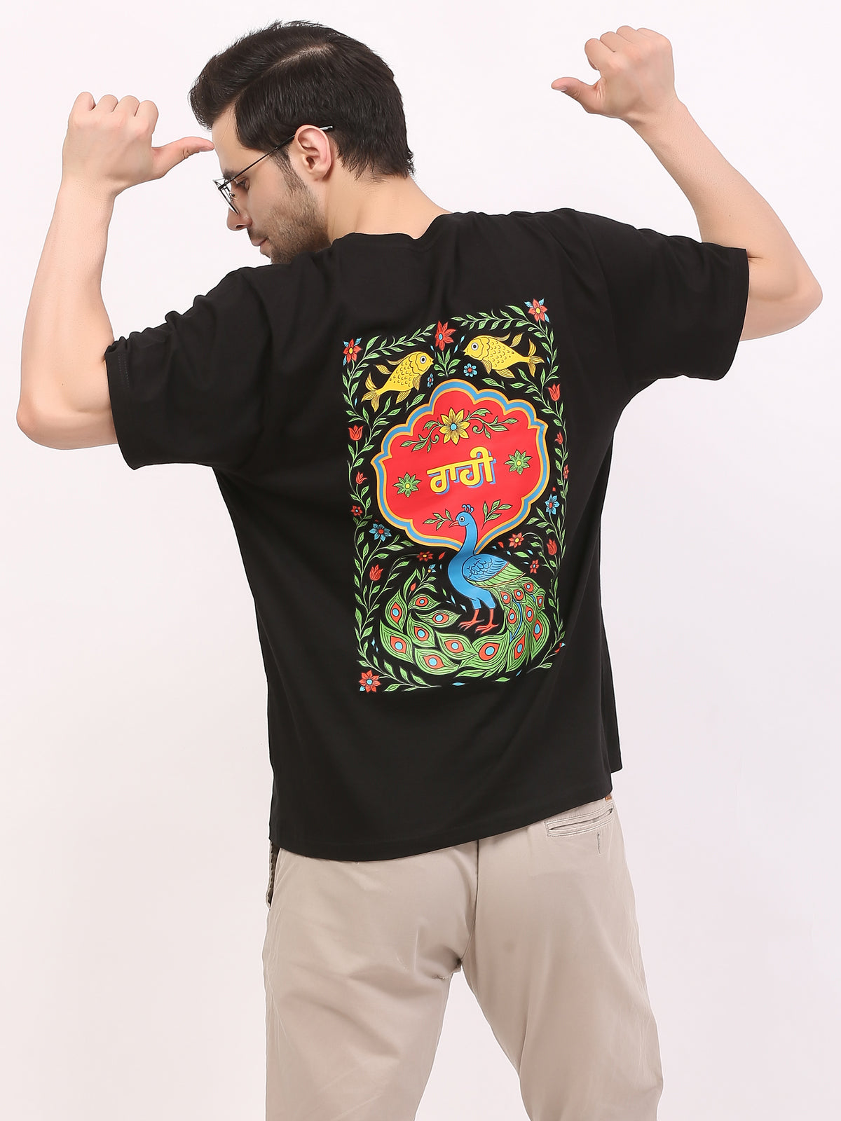 Raahi-Punjabi-truck-art-back-printed-tshirt-for-men-by-ghumakkad