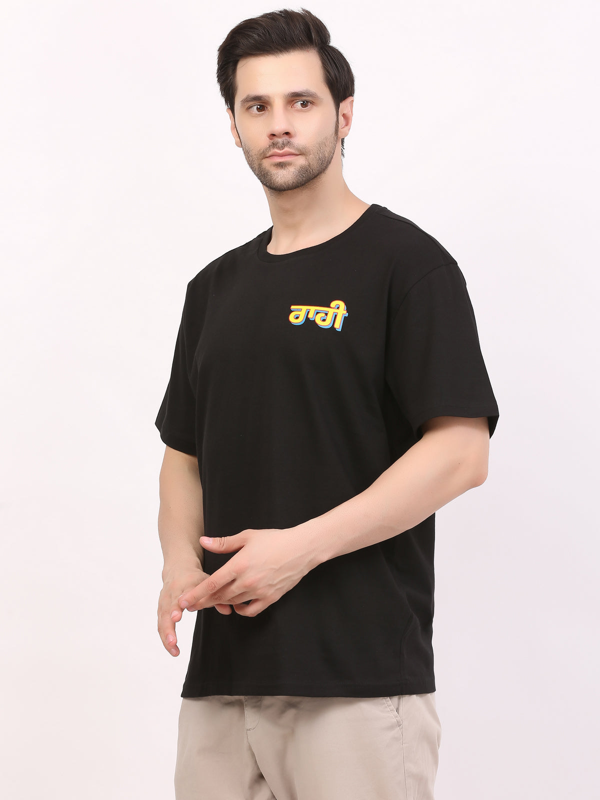 Raahi-Punjabi-truck-art-back-printed-tshirt-for-men-by-ghumakkad