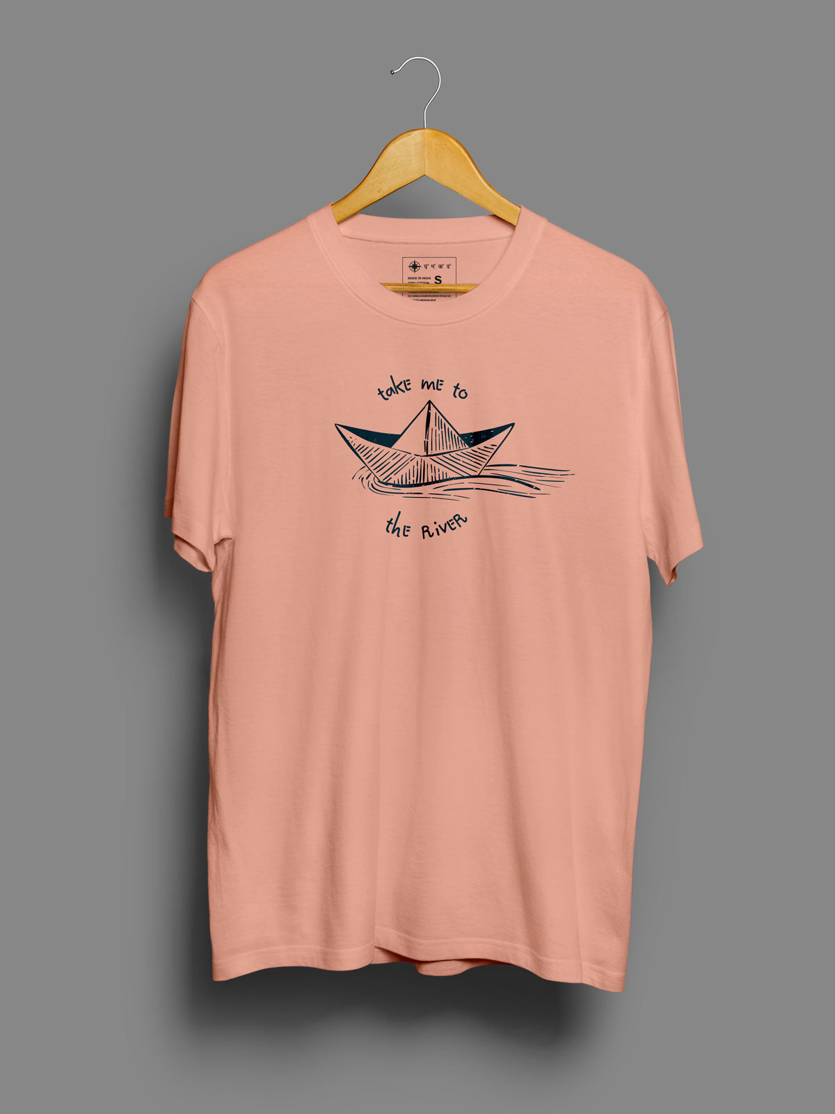 River-Peach-printed-t-shirt-for-men by Ghumakkad