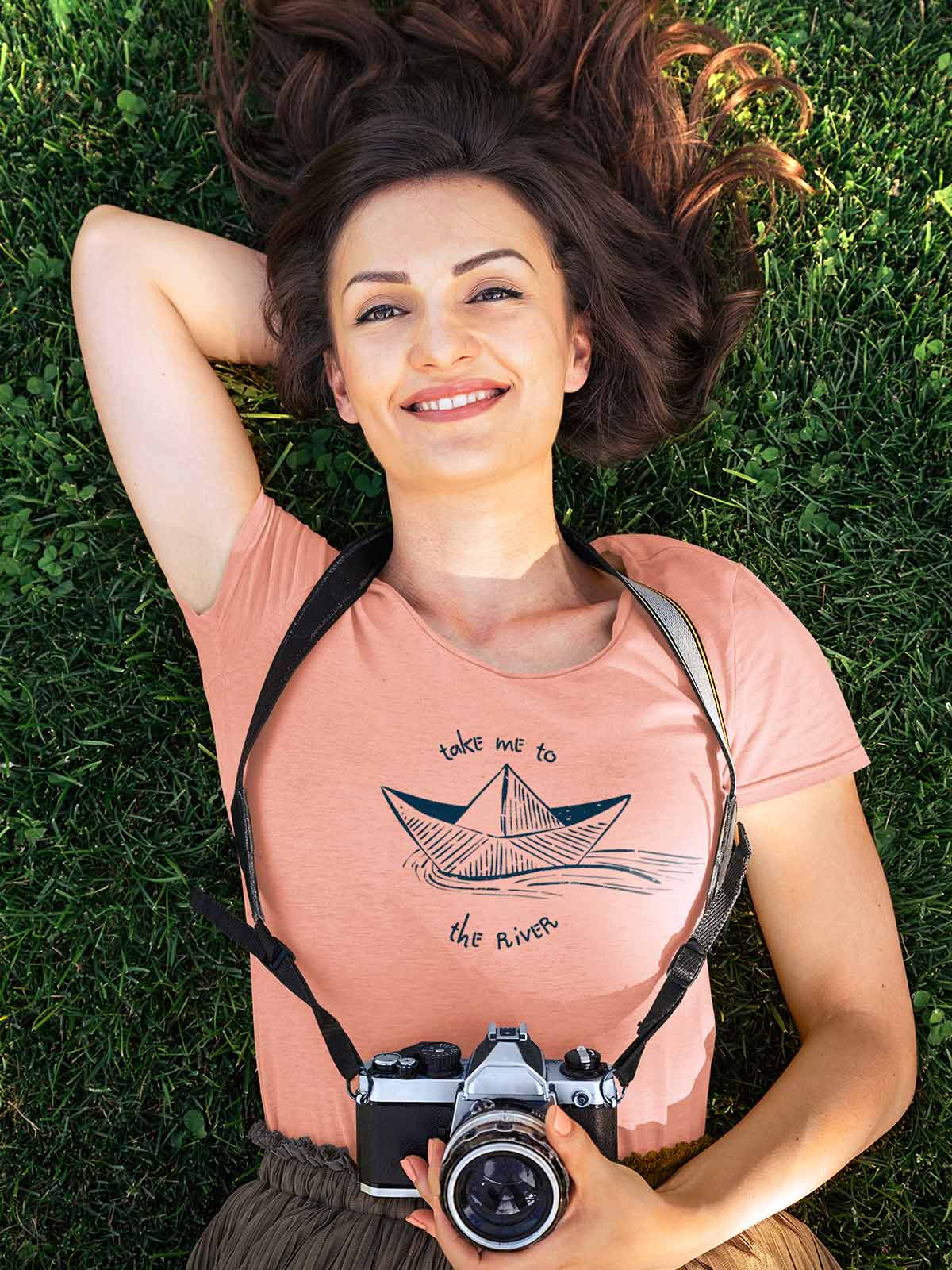River-Peach-printed-t-shirt-for-women by Ghumakkad