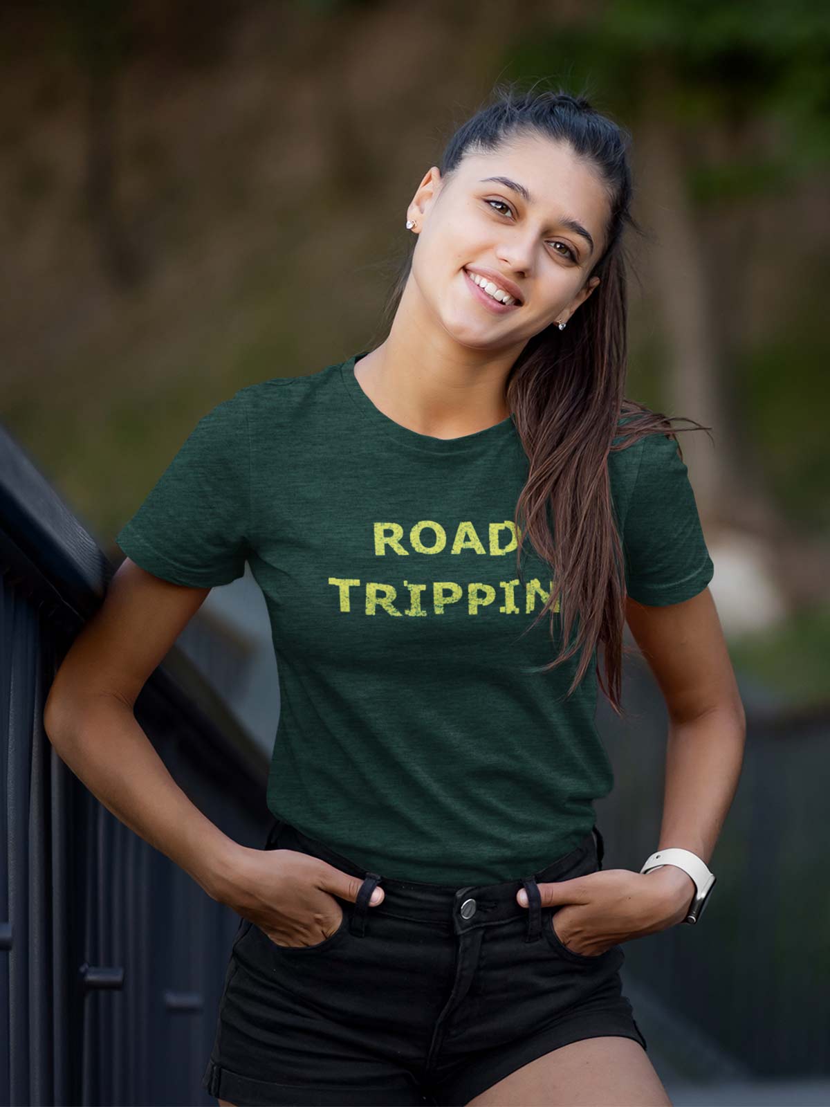 Road-trippin-printed-t-shirt-for-women by Ghumakkad