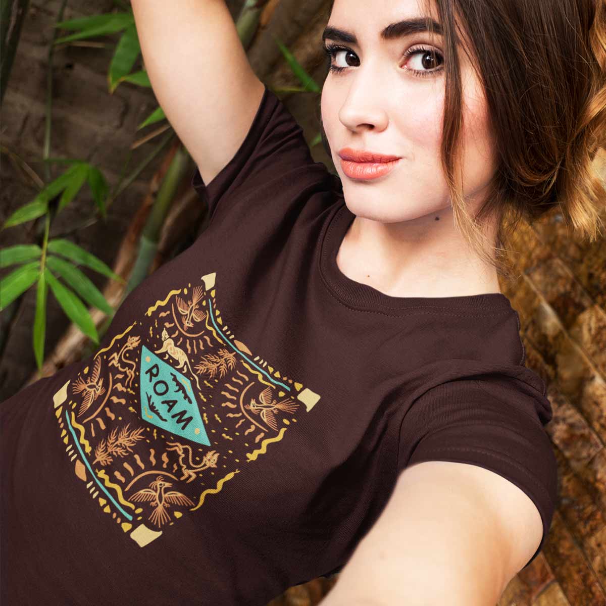 Roam-printed-t-shirt-for-women by Ghumakkad