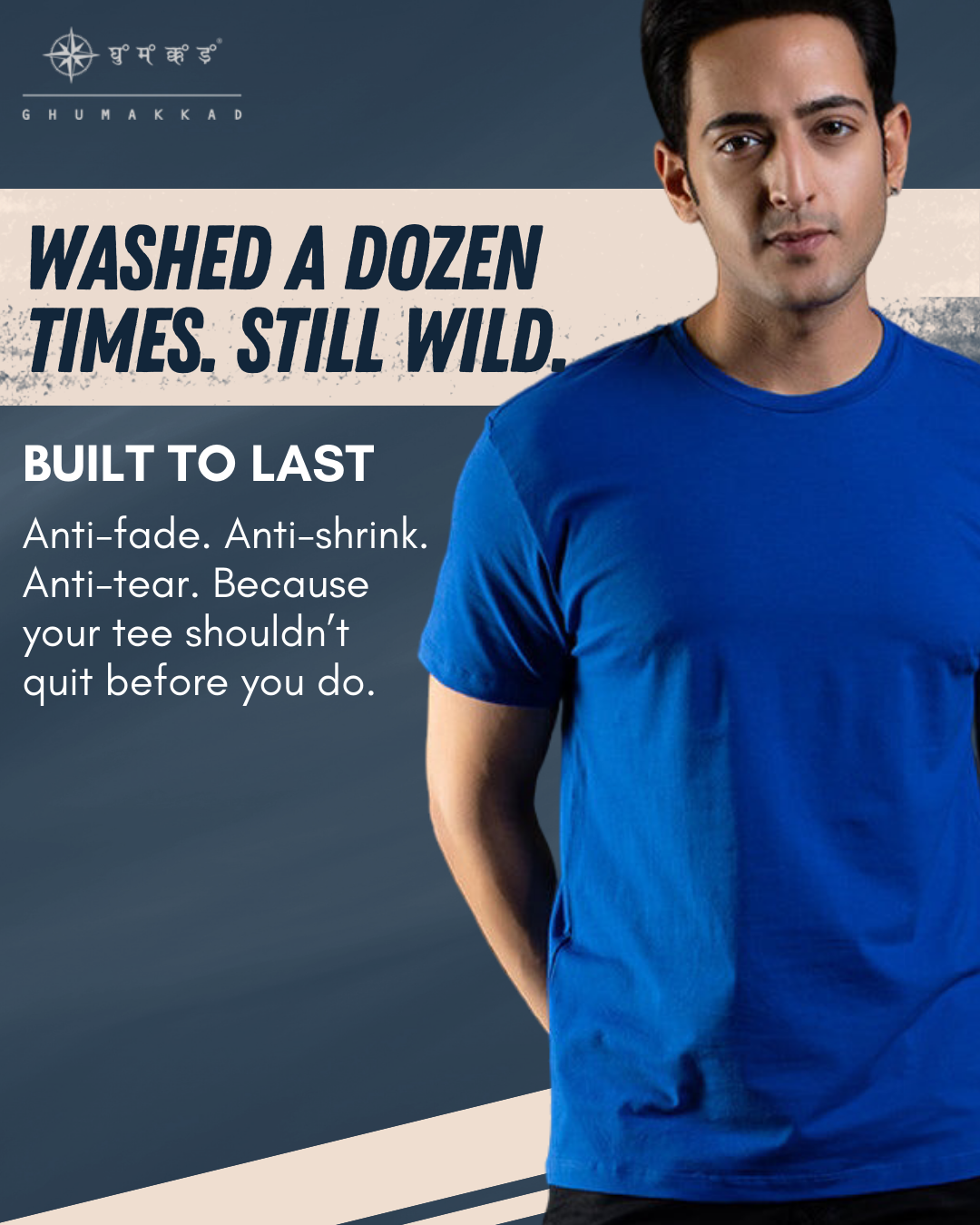 Royal Blue Active Wear T-shirt – Shop Ghumakkad - Main Image