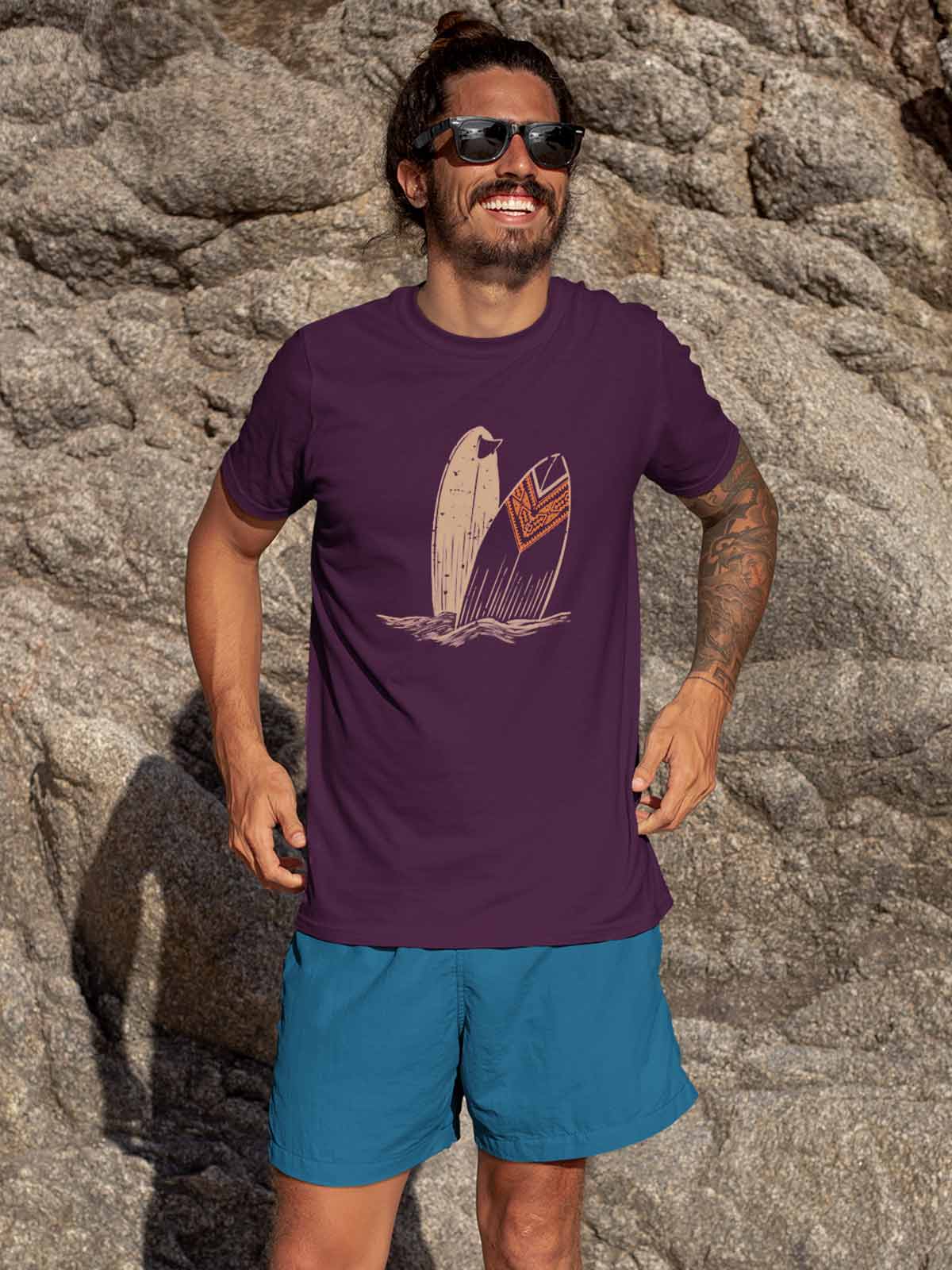 Surfboard-printed-t-shirt-for-men by Ghumakkad