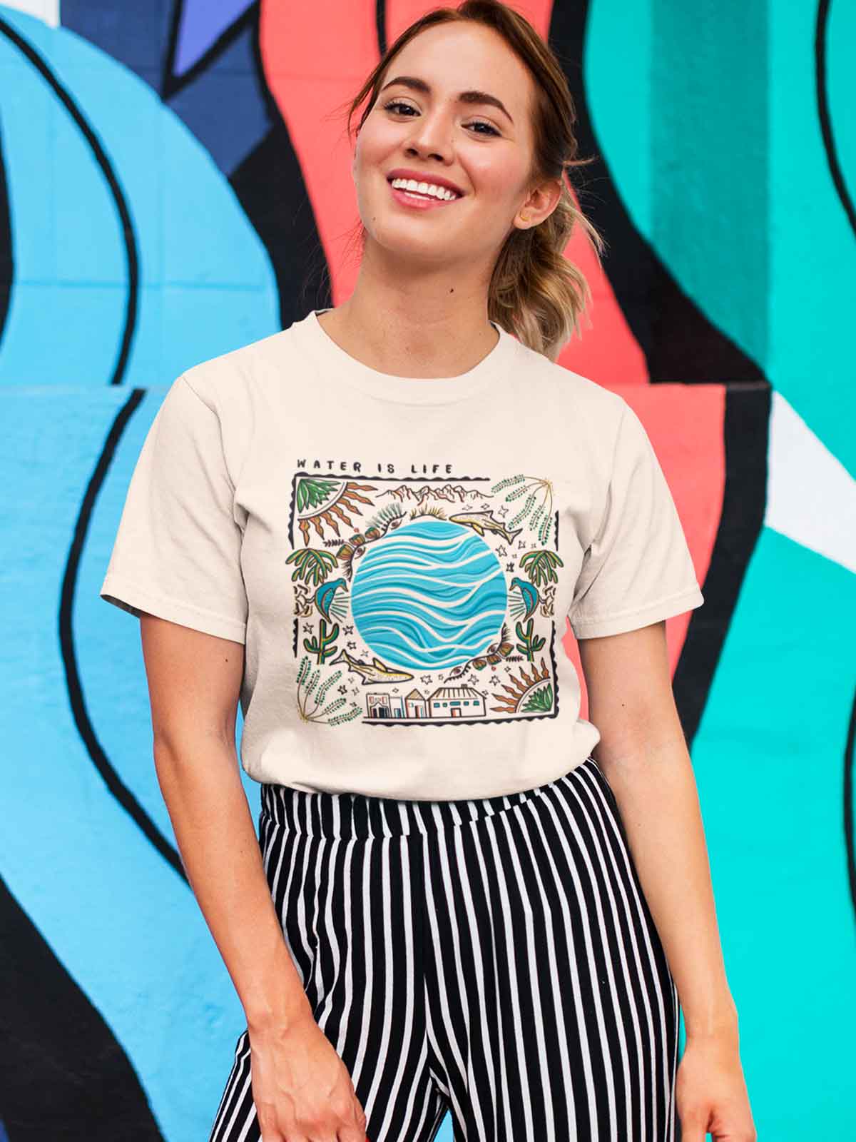 Water-is-life-printed-t-shirt-for-women by Ghumakkad