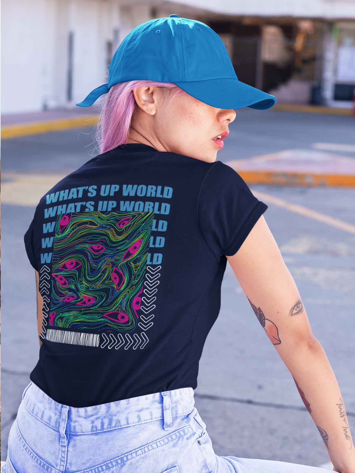 Whats-up-world-backprint-t-shirt-for-women by Ghumakkad