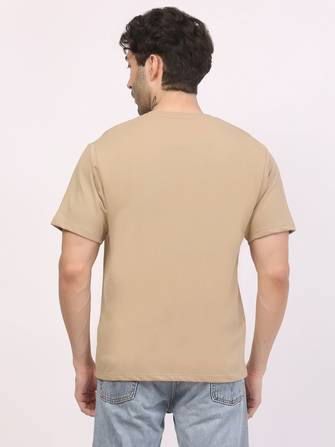 Heavy-weight-beige-plain-t-shirt-by-ghumakkad