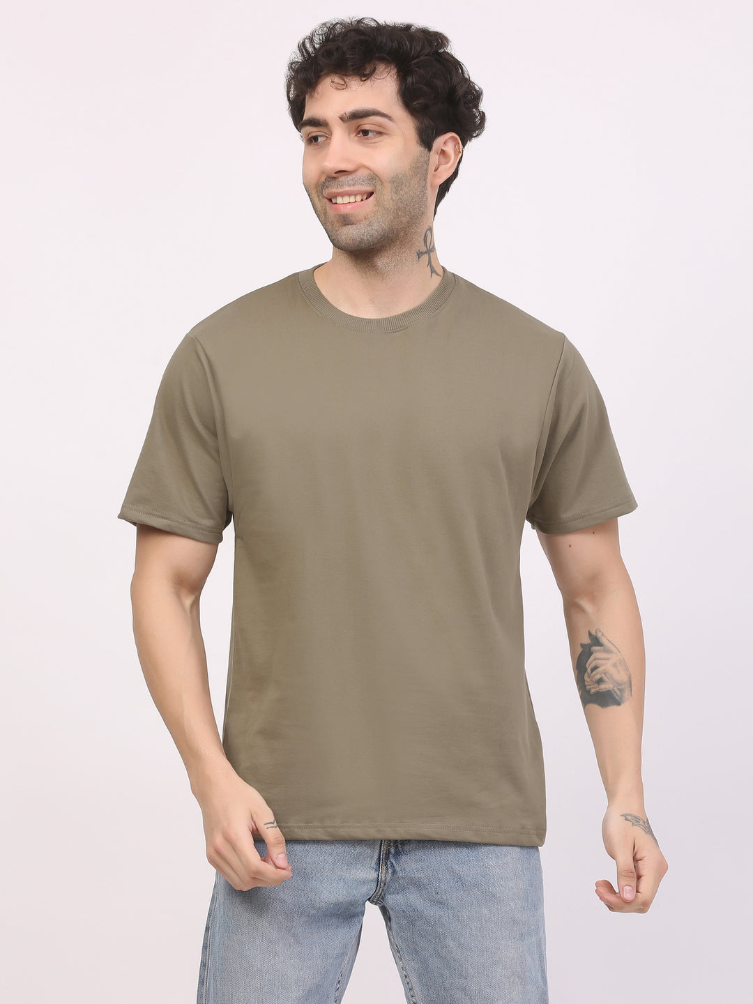 Heavy-weight-moss-green-plain-t-shirt-by-ghumakkad