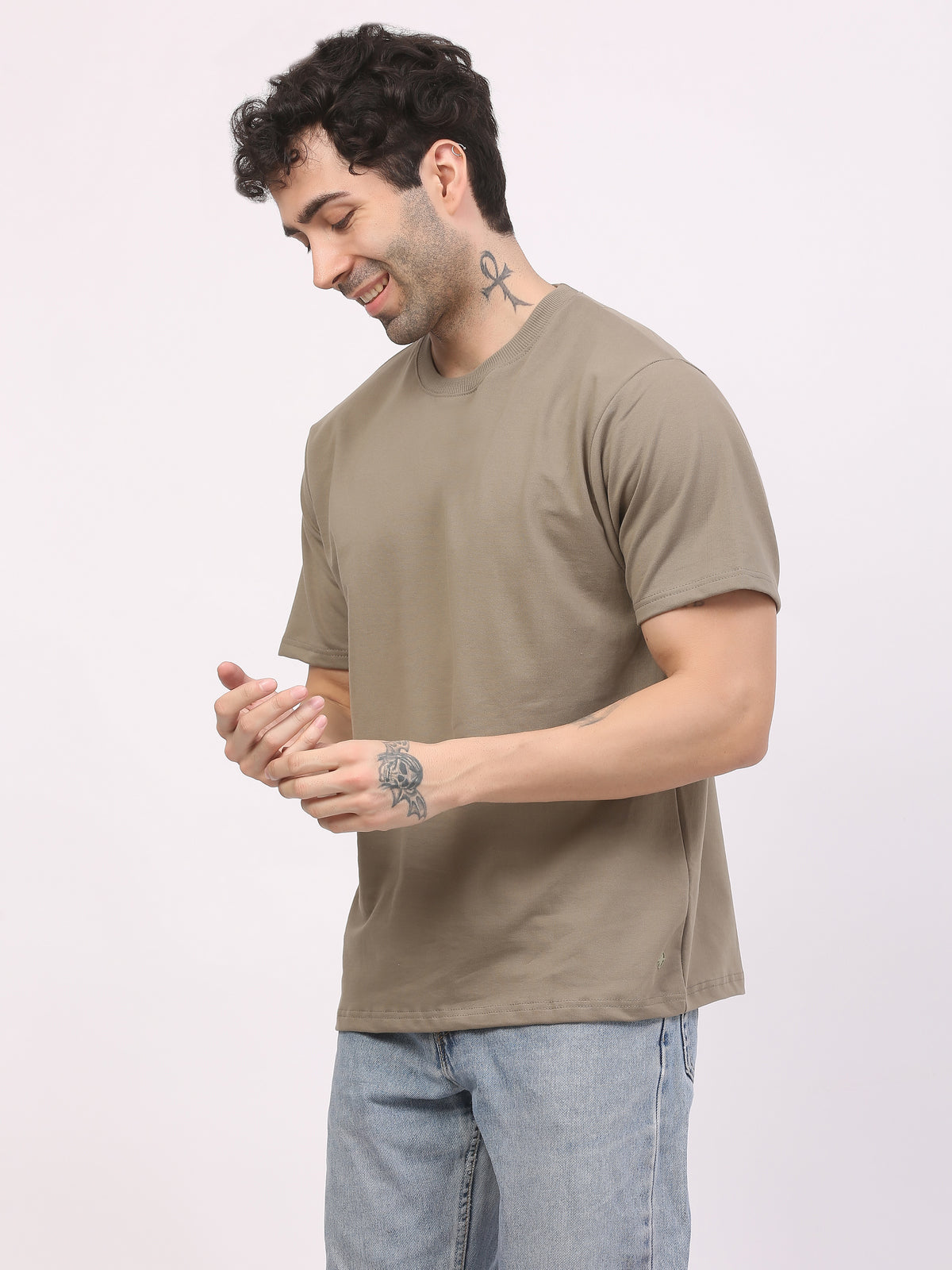 Heavy-weight-moss-green-plain-t-shirt-by-ghumakkad