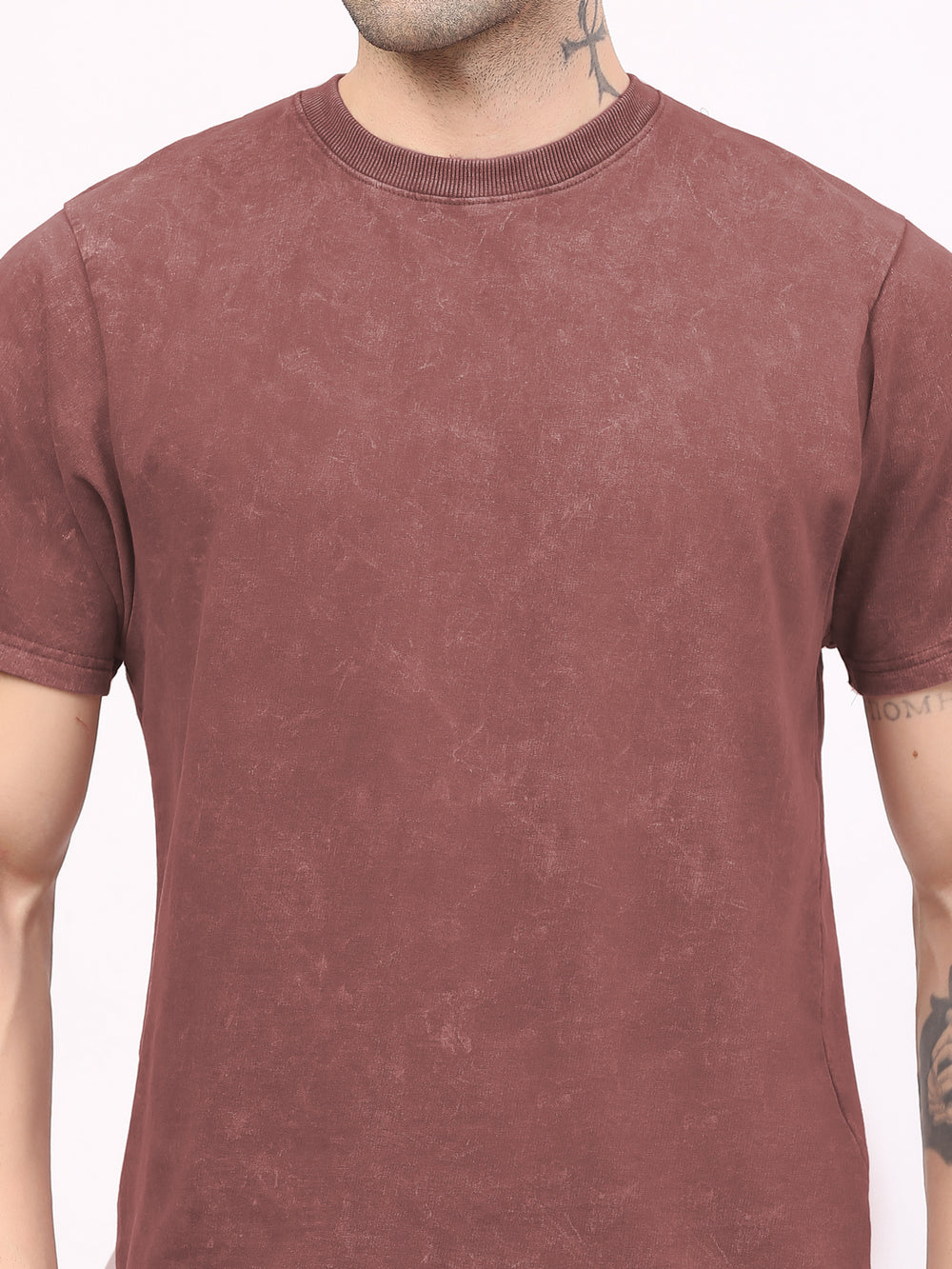 Heavy-weight-plain-brown-acid-wash-t-shirt-by-ghumakkad