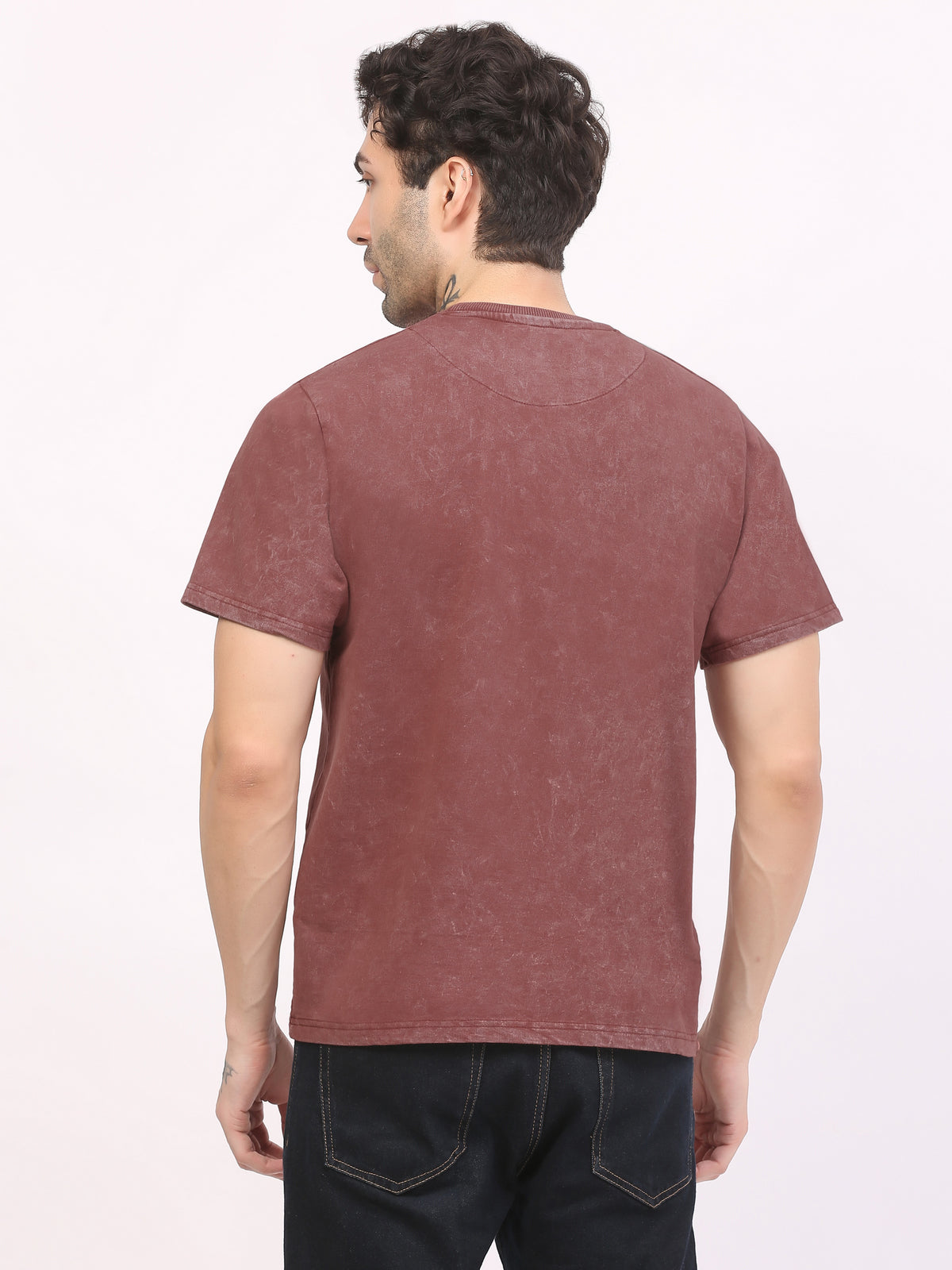Heavy-weight-plain-brown-acid-wash-t-shirt-by-ghumakkad