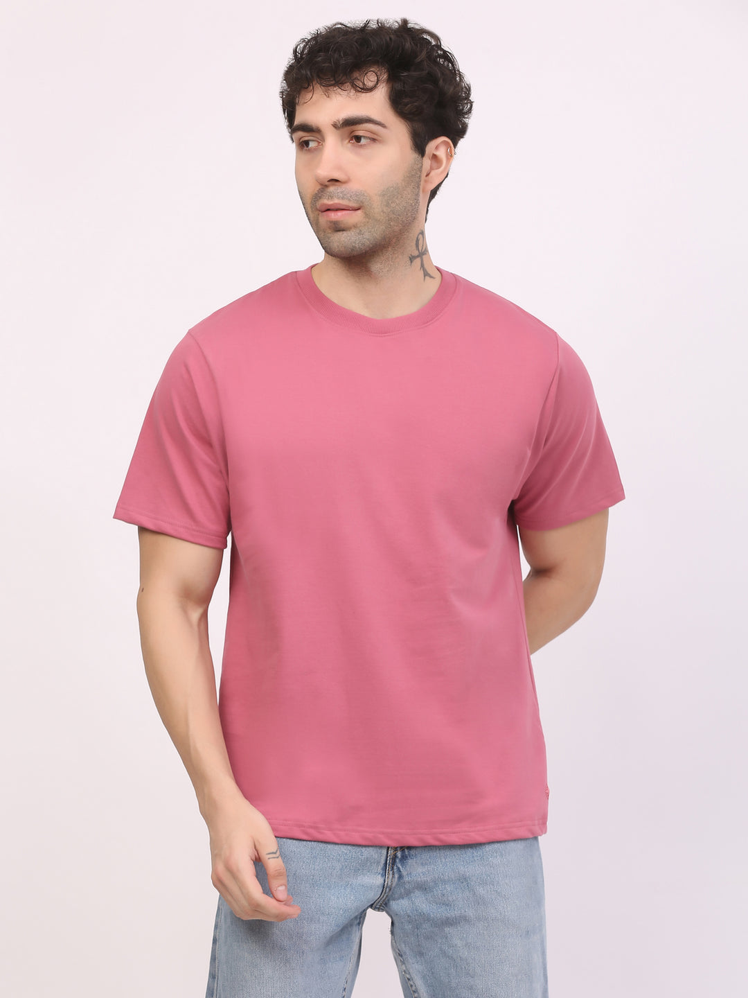 Heavy-weight-plain-pink-t-shirt-by-ghumakkad