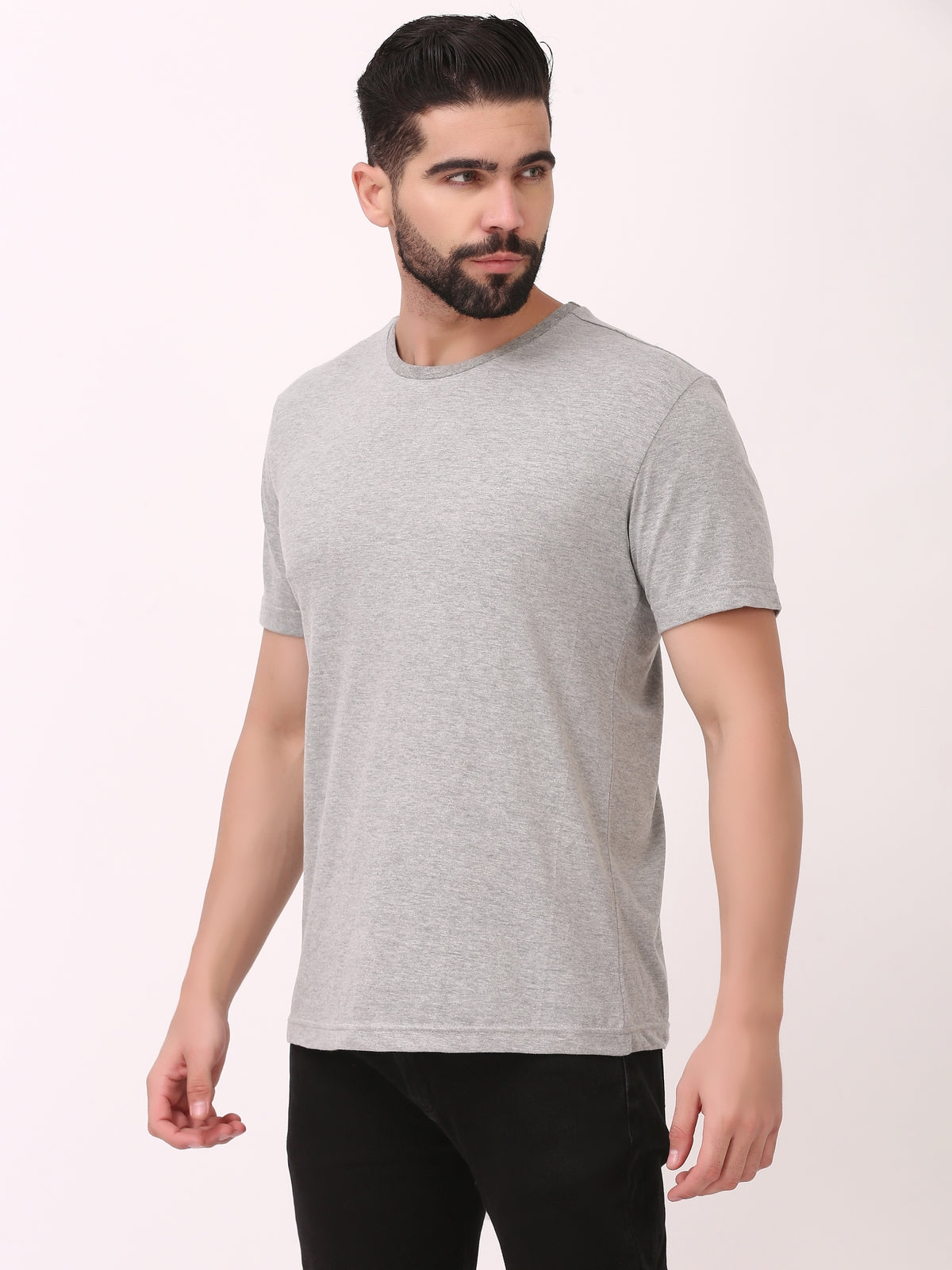 Light Grey Melange | Plain T shirt