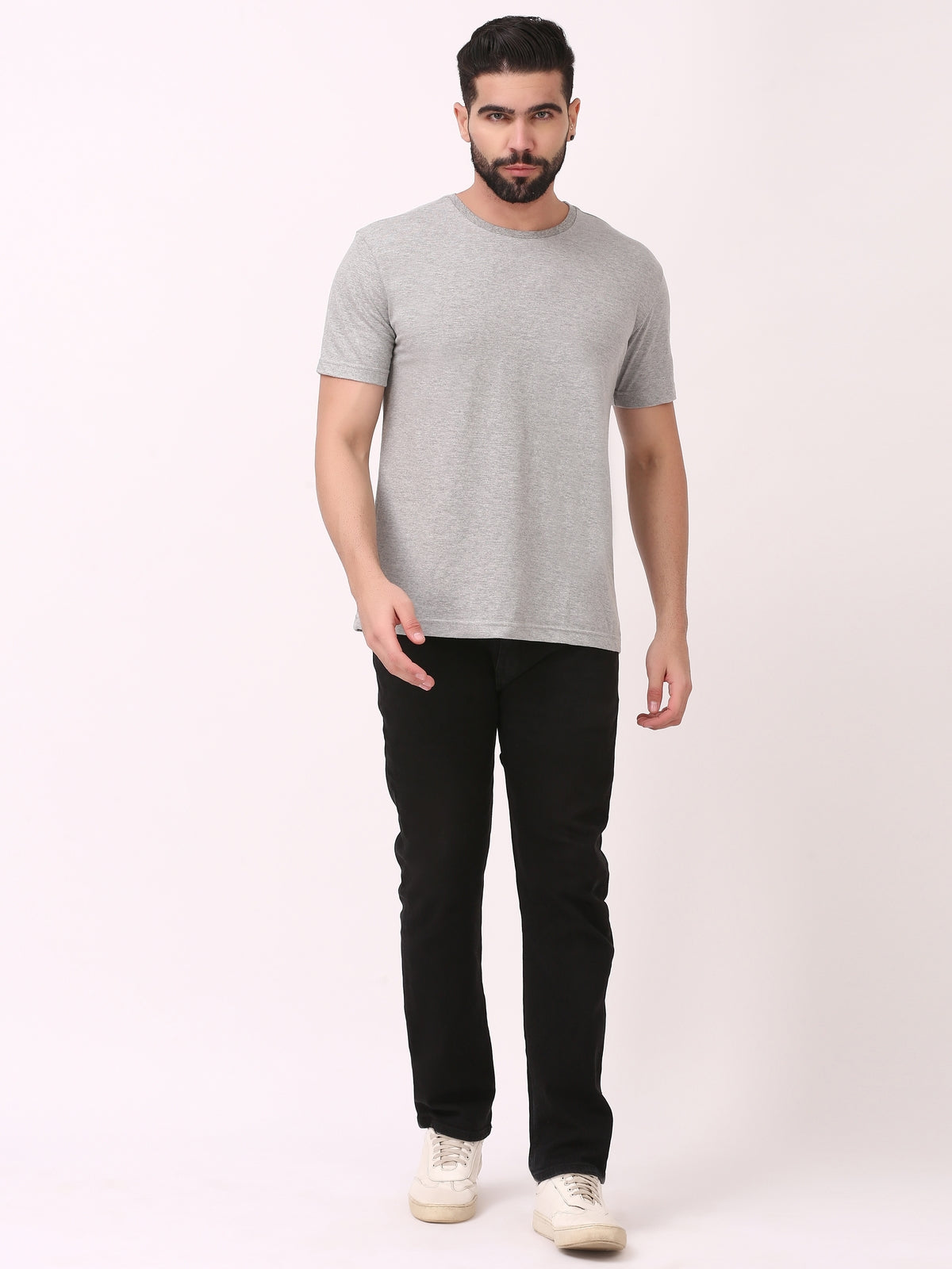 Light Grey Melange | Plain T shirt