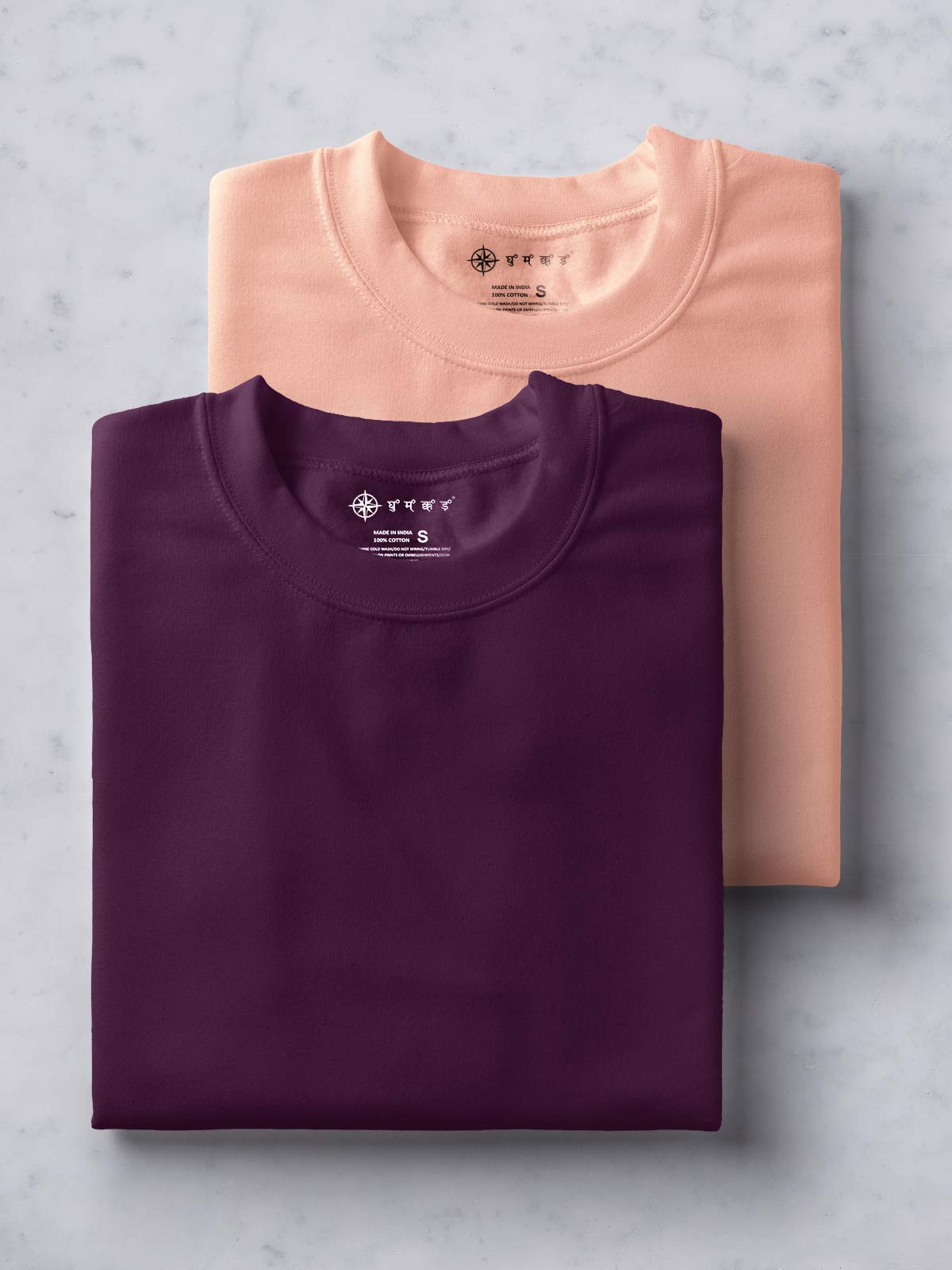 Pack of 2 | Peach & Wine Unisex Plain T shirt