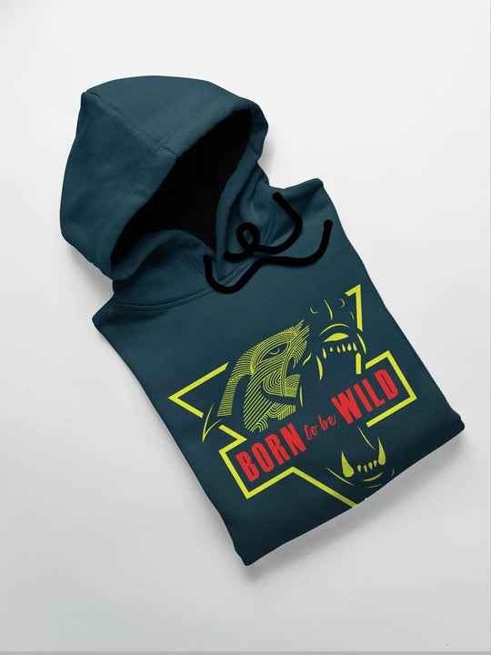 Born to be wild Printed Cotton Hoodie for men & women by shopghumakkad