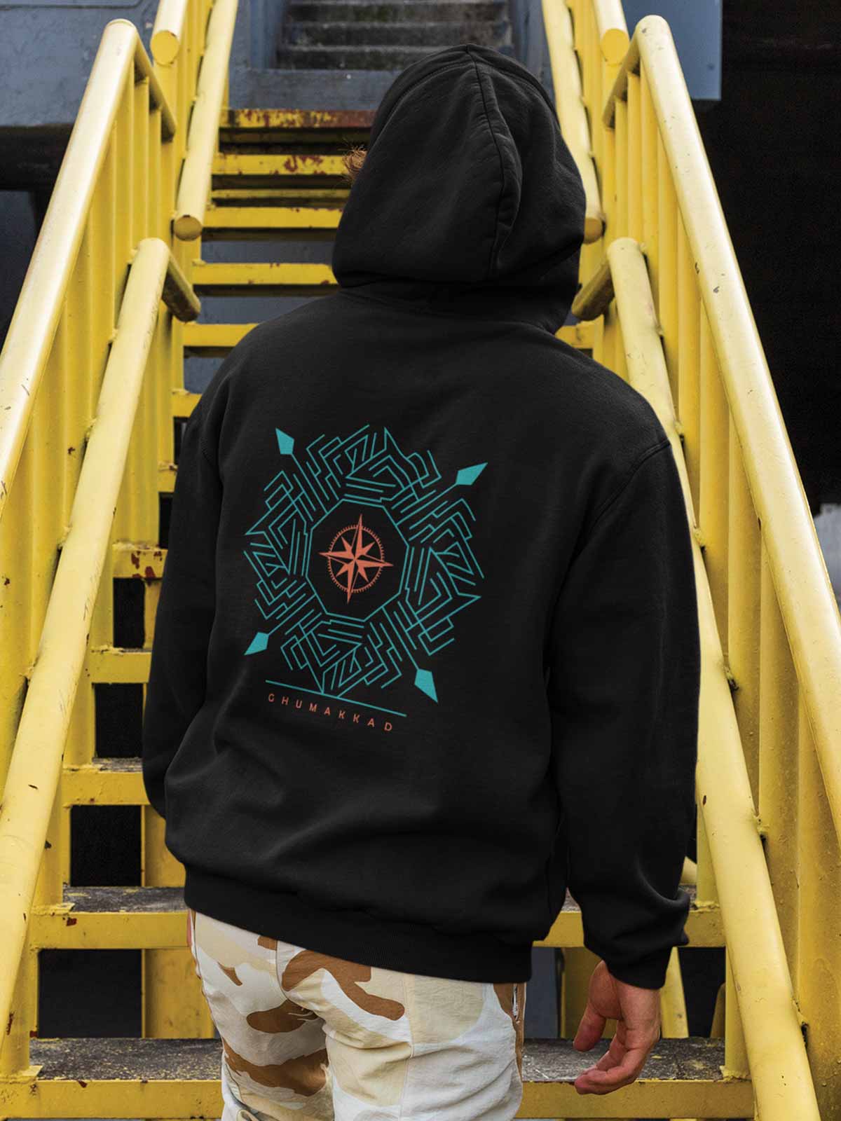 COMPASS Back Printed Cotton Hoodie for Men & Women