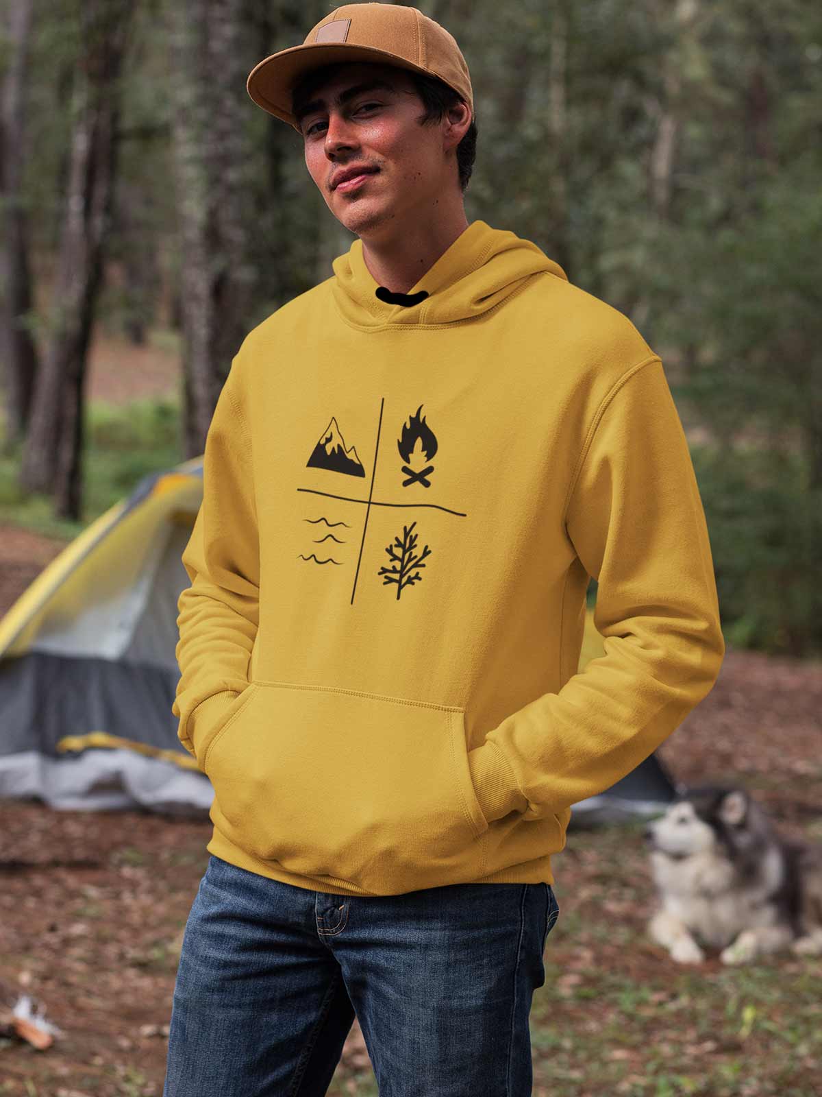 Camping Printed Cotton Hoodie for men & women by shopghumakkad