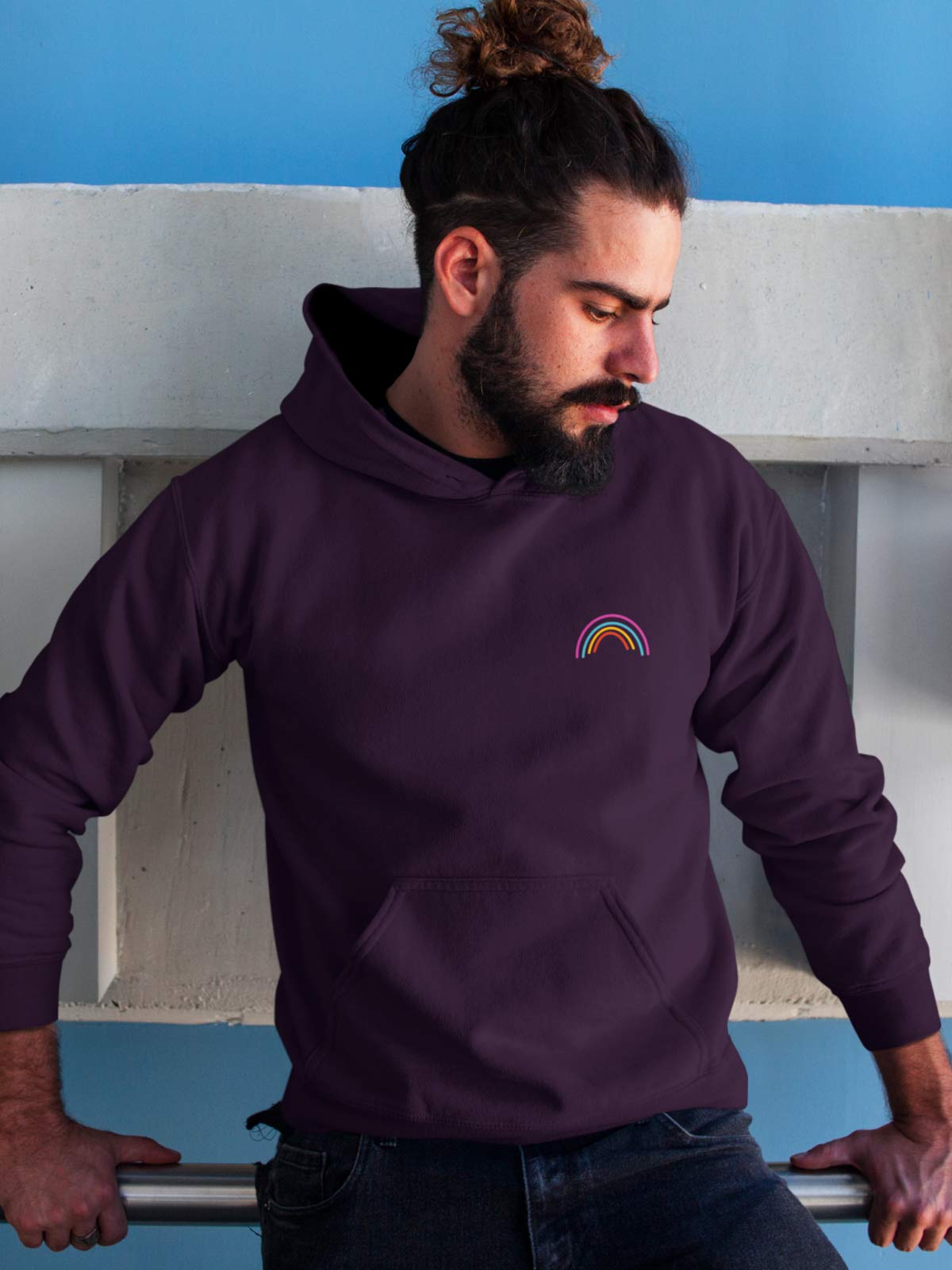 Rainbow Printed Cotton Hoodie for men & women by shopghumakkad