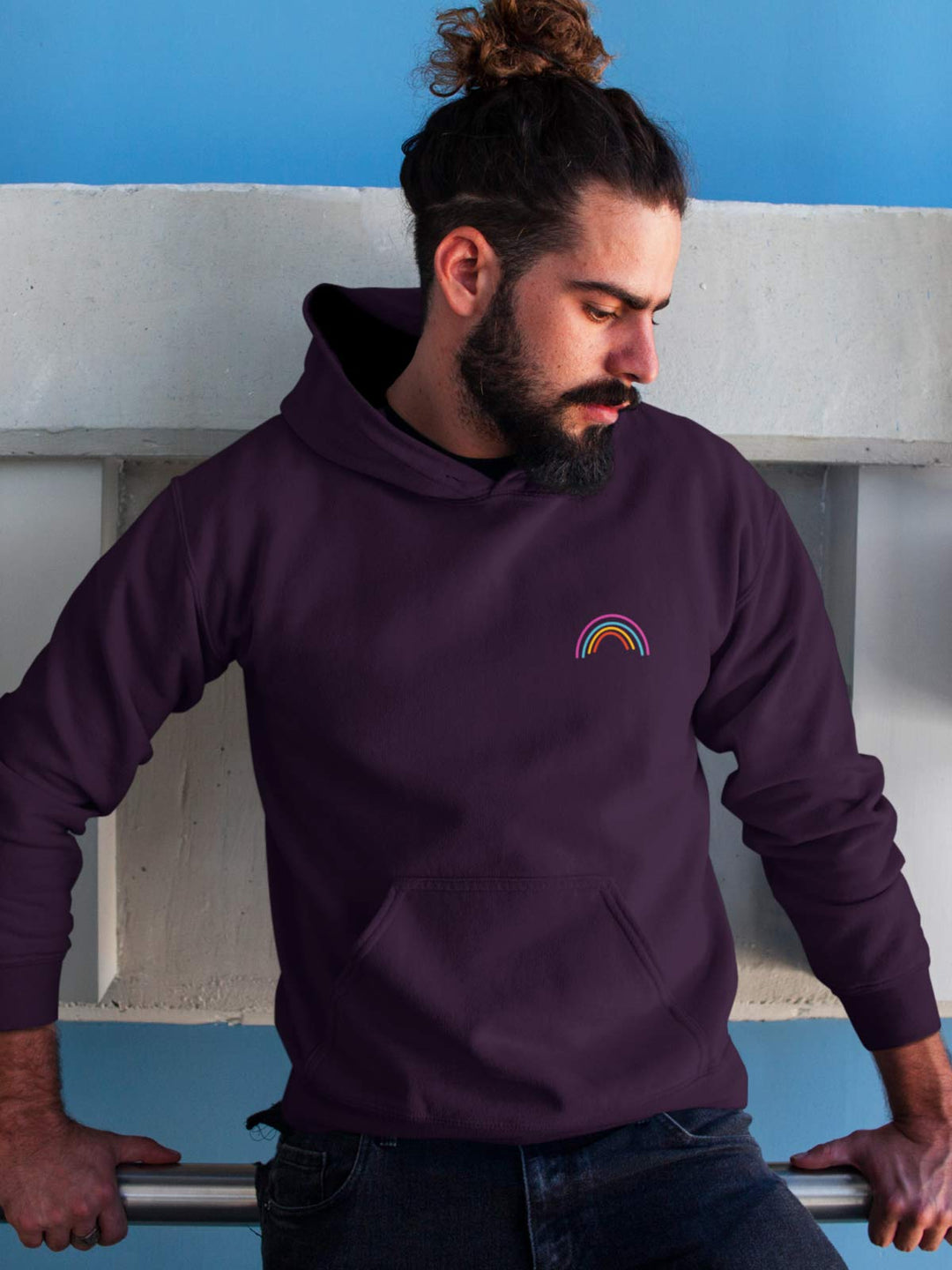 Rainbow Printed Cotton Hoodie for men & women by shopghumakkad