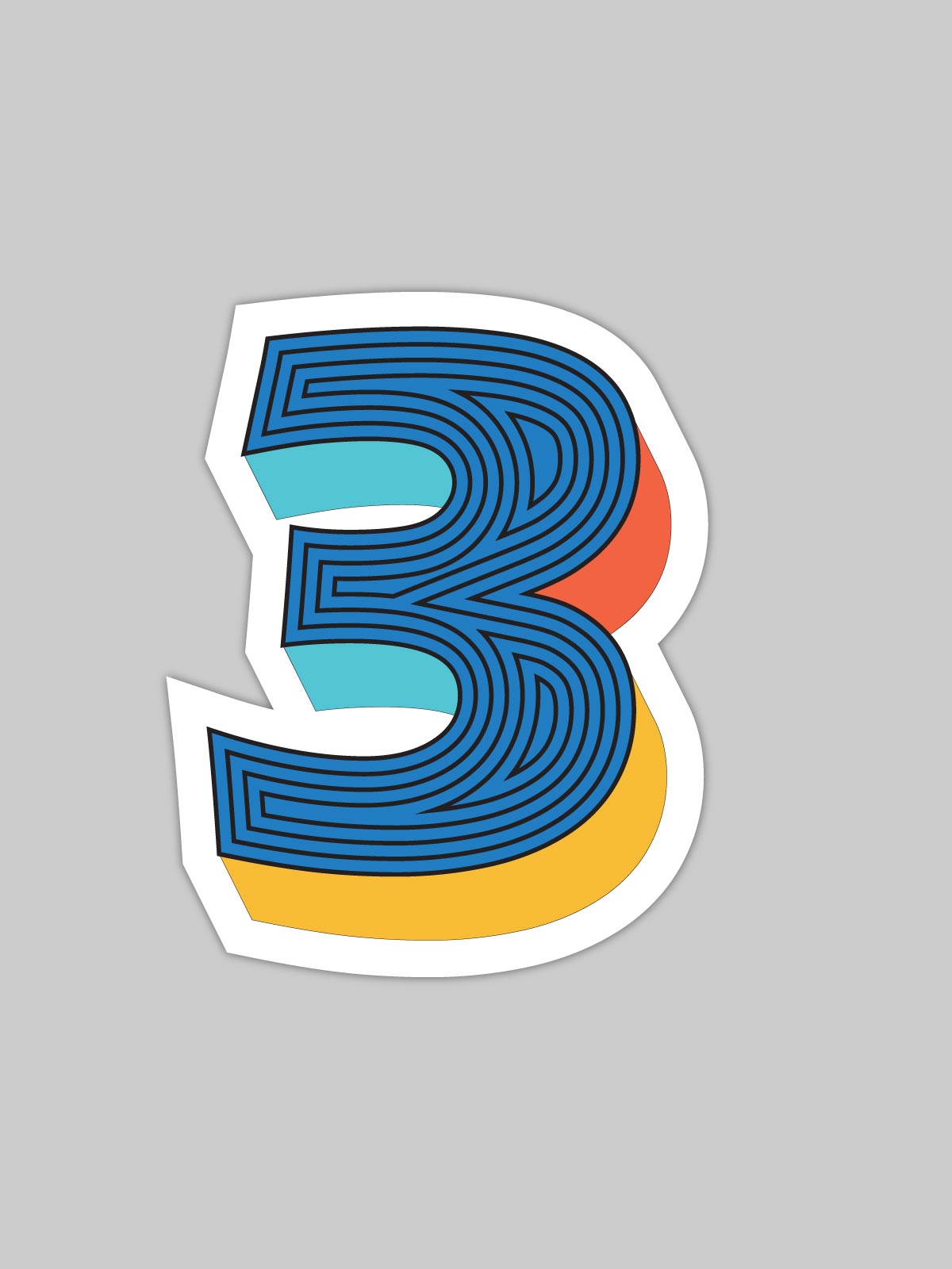 Three Number  BikeLaptopCar Sticker by shopghumakkad