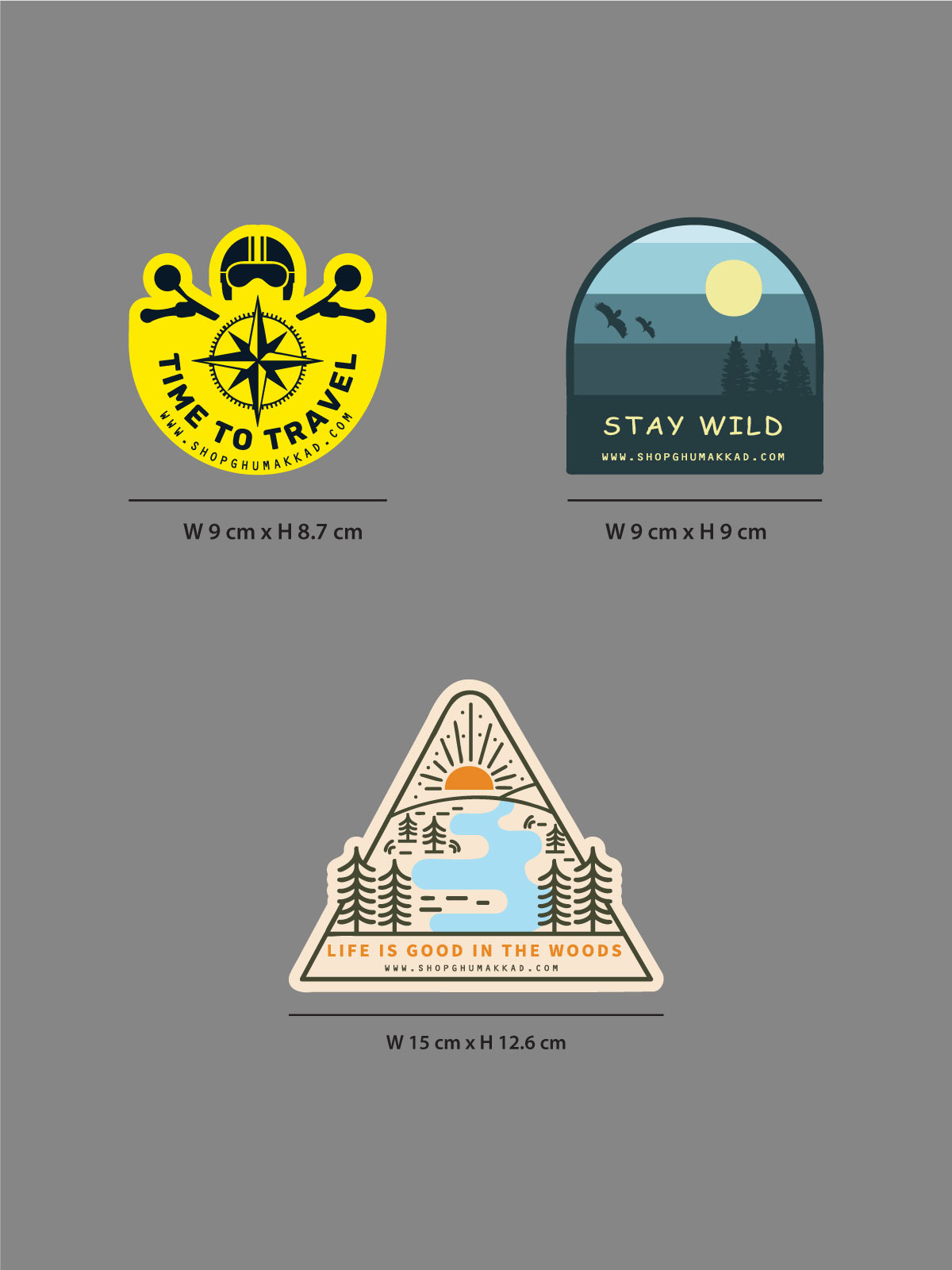 Time to travel combo of 3 vinyl stickers by shopghumakkad | Laptop Stickers | Bumper Stickers | Car Stickers | Bike Stickers