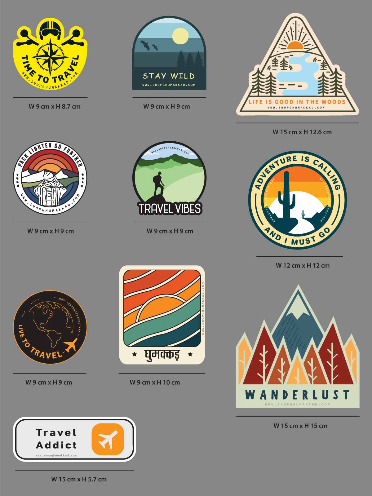 Travel Stickers  Combo of 10 by shopghumakkad | Laptop Stickers | Bumper Stickers | Car Stickers | Bike Stickers