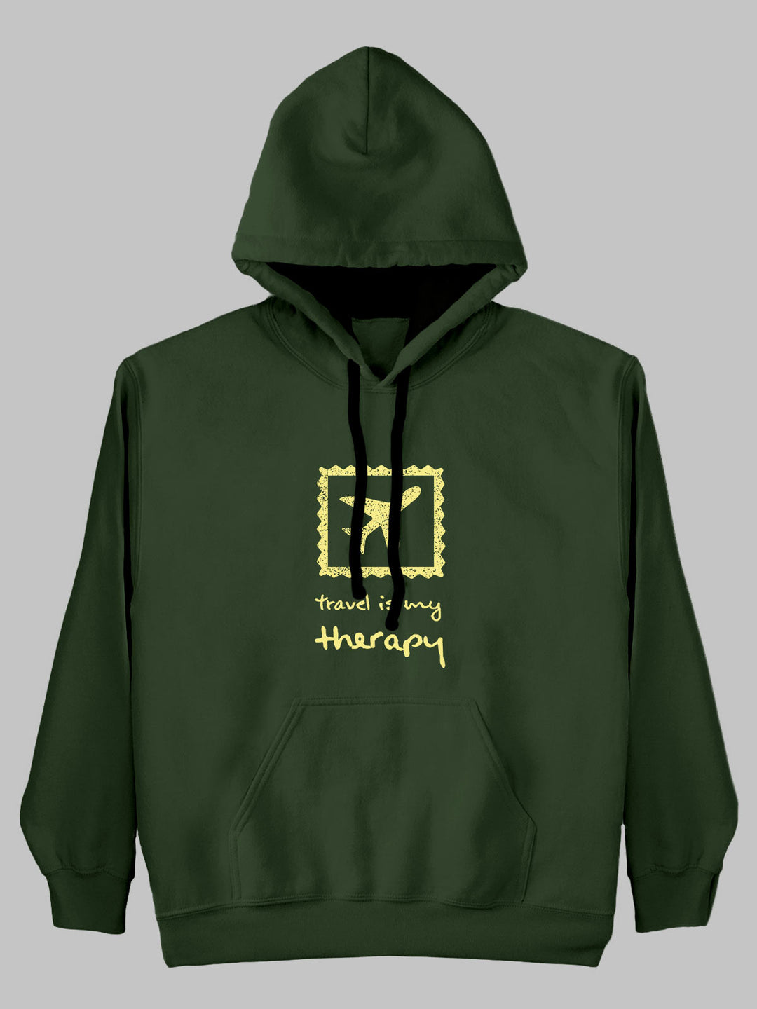 Travel Therapy Printed Cotton Hoodie for men & women by shopghumakkad