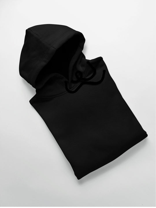 Black Plain Cotton Hoodie for Men & Women by shopghumakkad