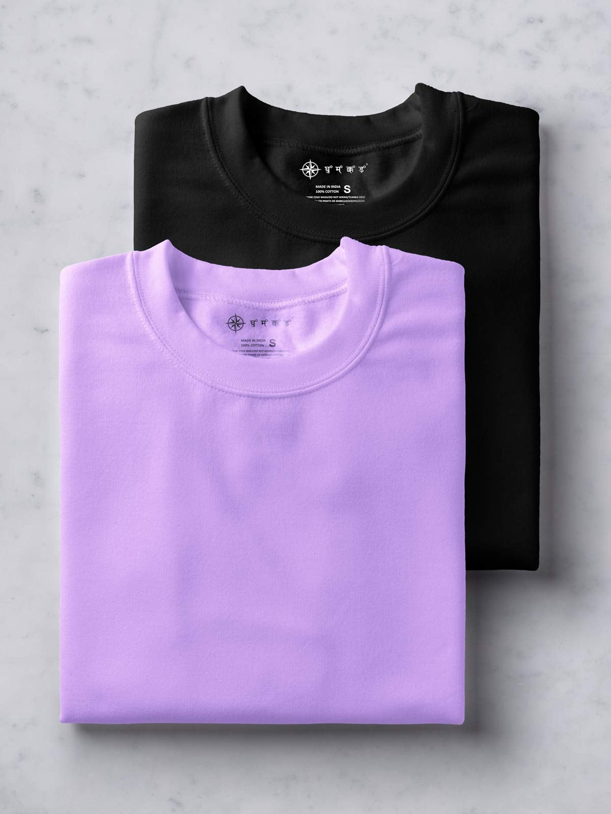 Pack of 2 | Black & Lavender Unisex Plain T shirt